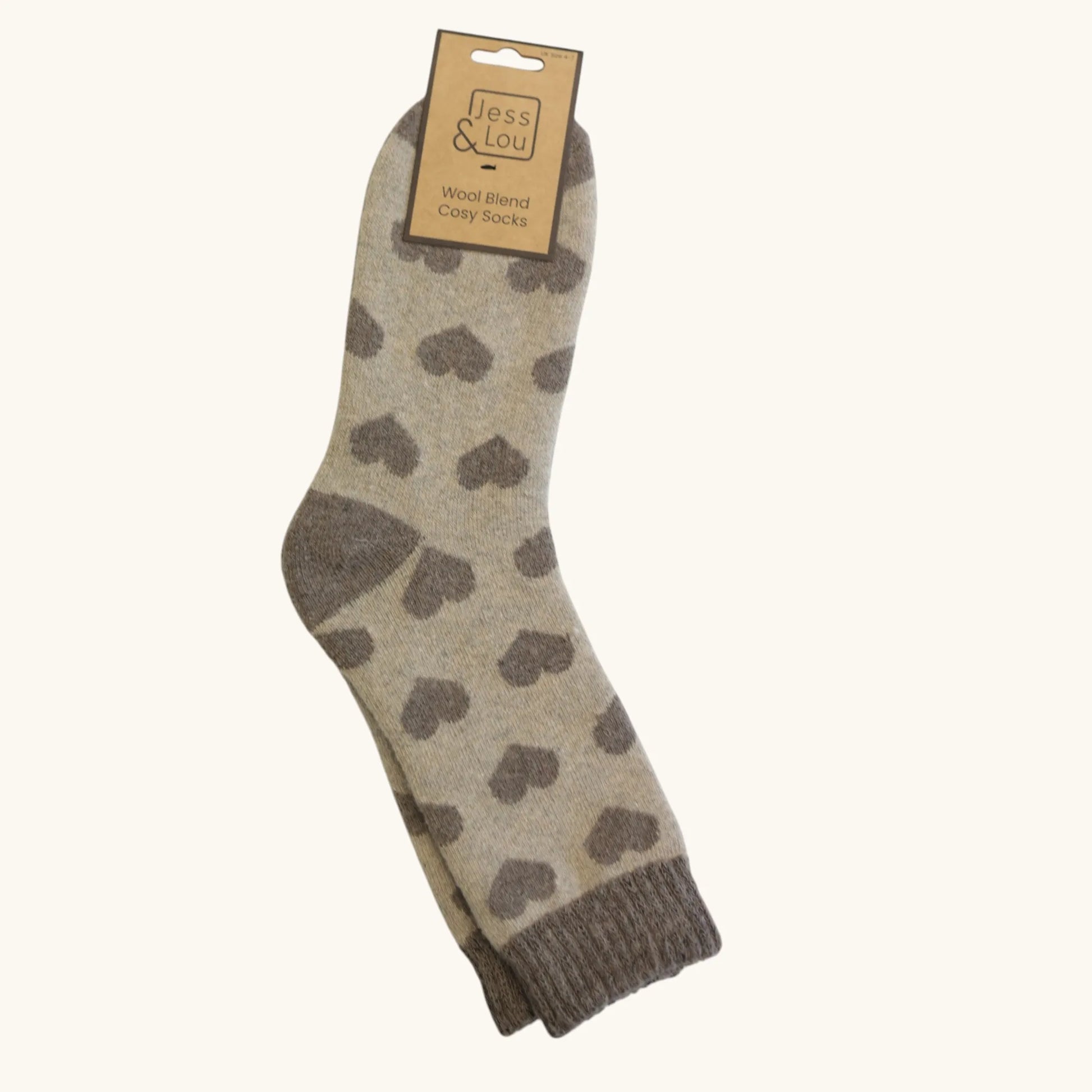 Jess & Lou Cappuccino Heart Cosy Ladies Socks
