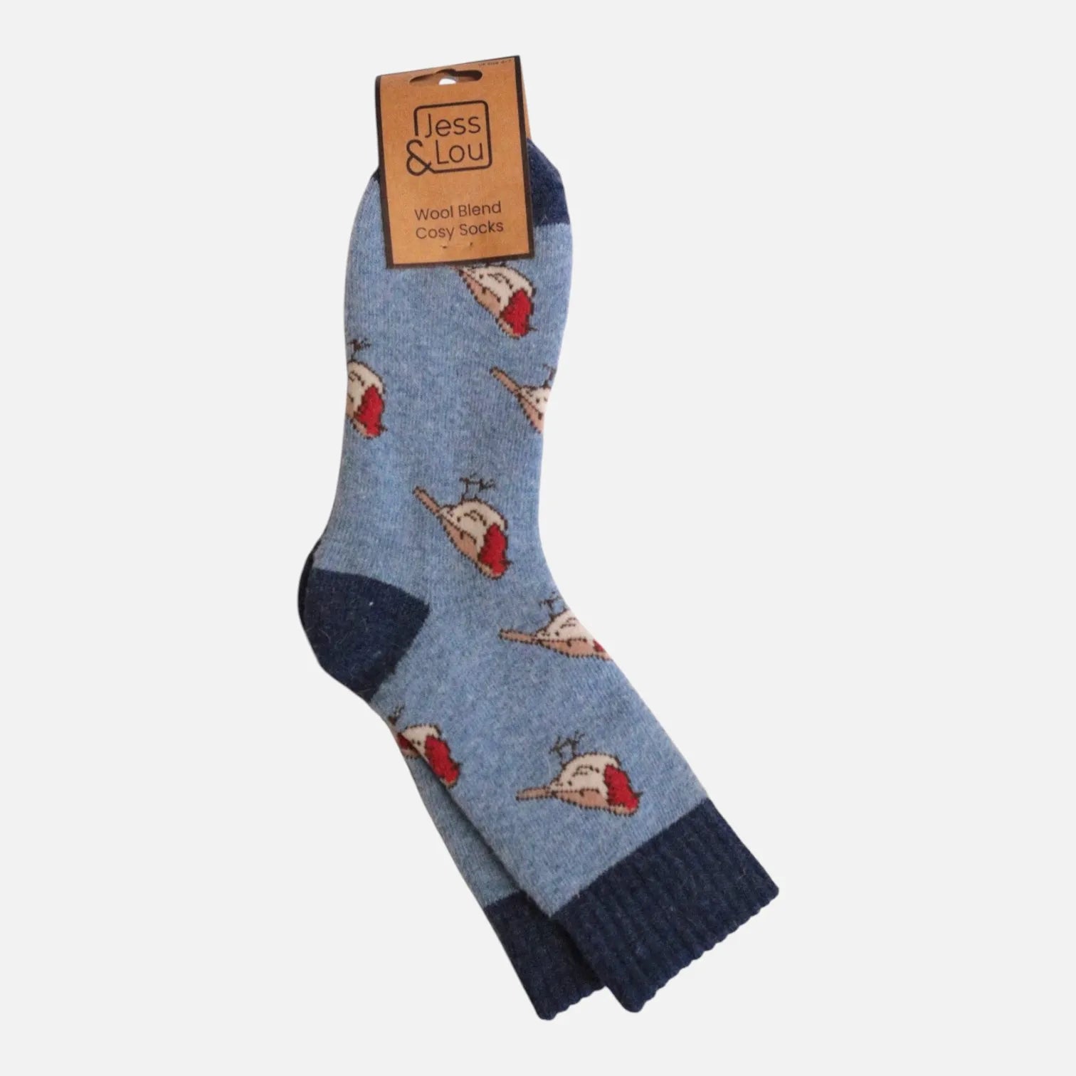 Jess & Lou Cornflower Blue Robin Cosy Socks