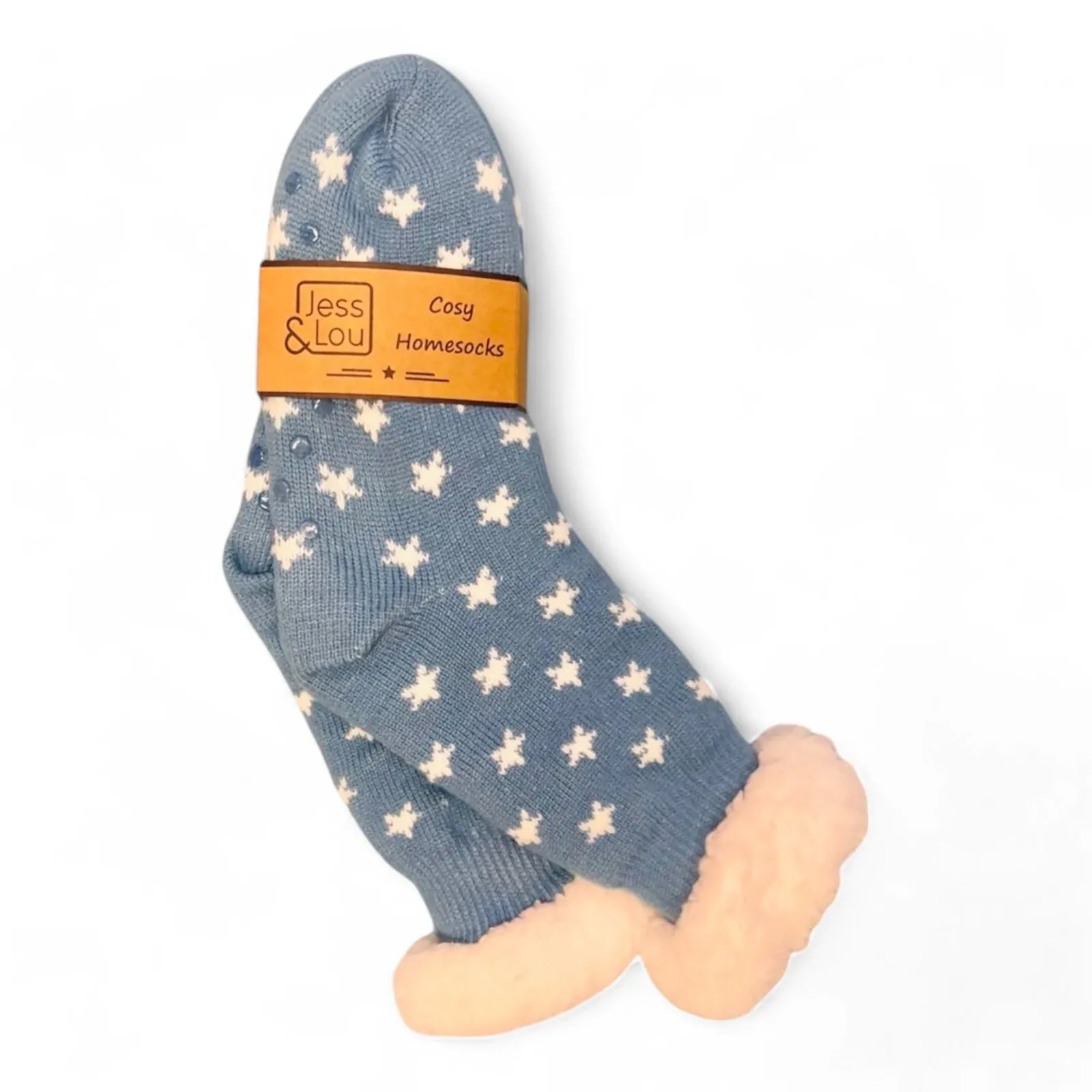 Jess & Lou Cornflower Blue Star Cosy Slipper Socks