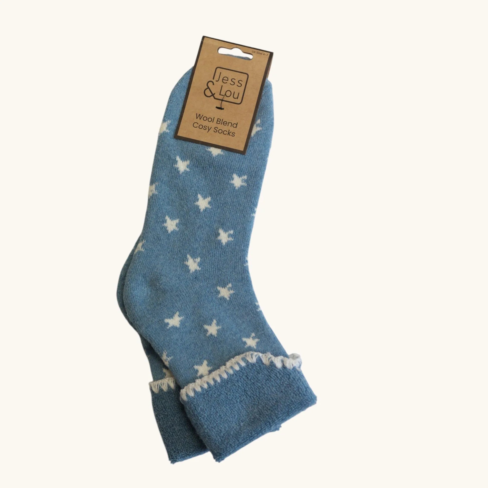 Jess & Lou Cornflower Cuff Star Cosy Socks