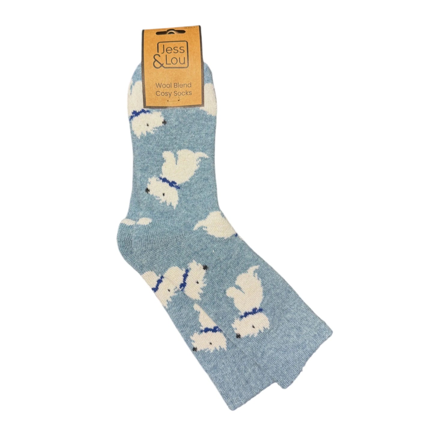 Jess & Lou Cornflower Westie Cosy Socks