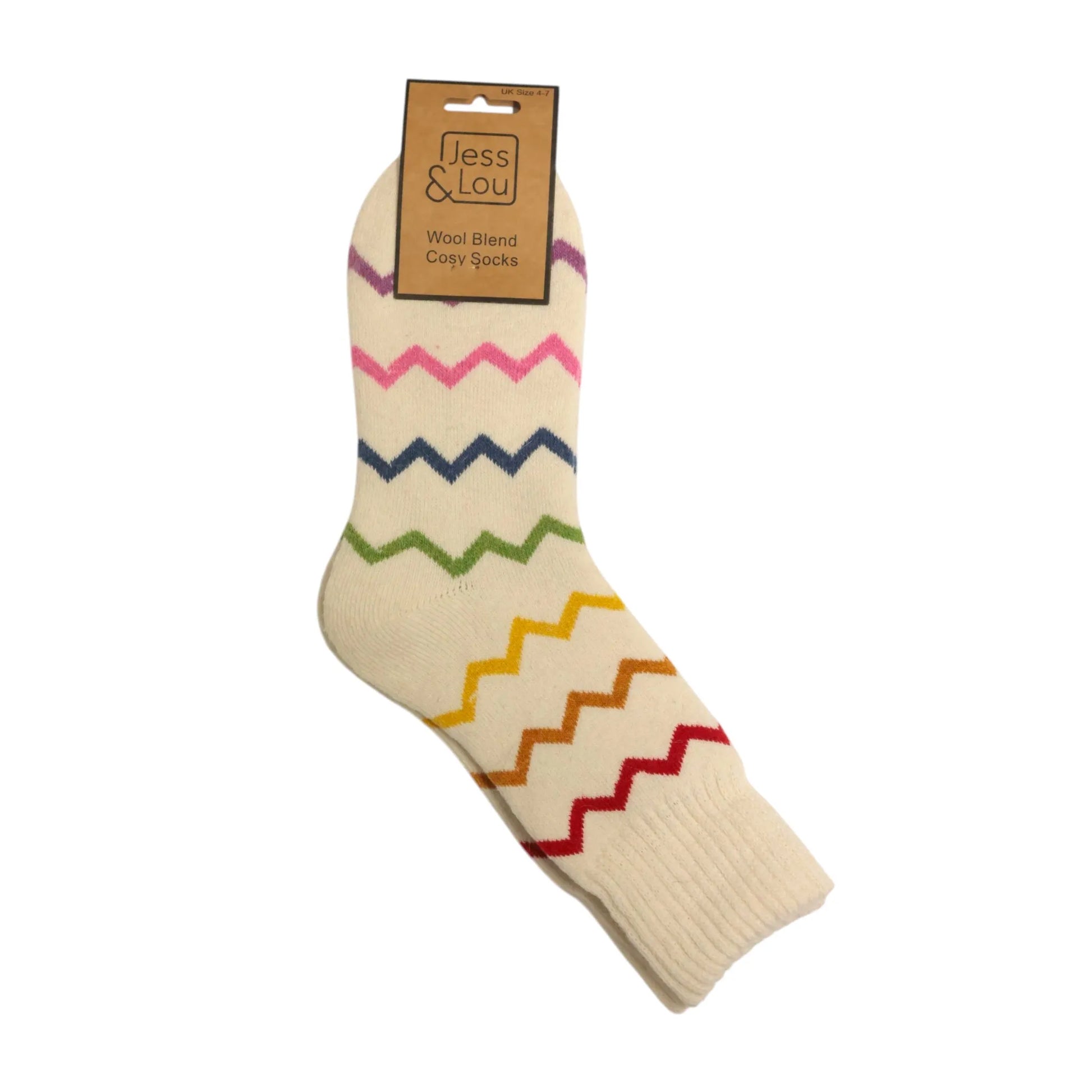 Jess & Lou Cream Zig-Zag Cosy Socks