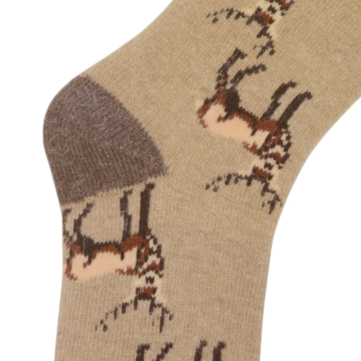 Jess & Lou men's oatmeal wool blend cosy socks featuring a deer print pattern
