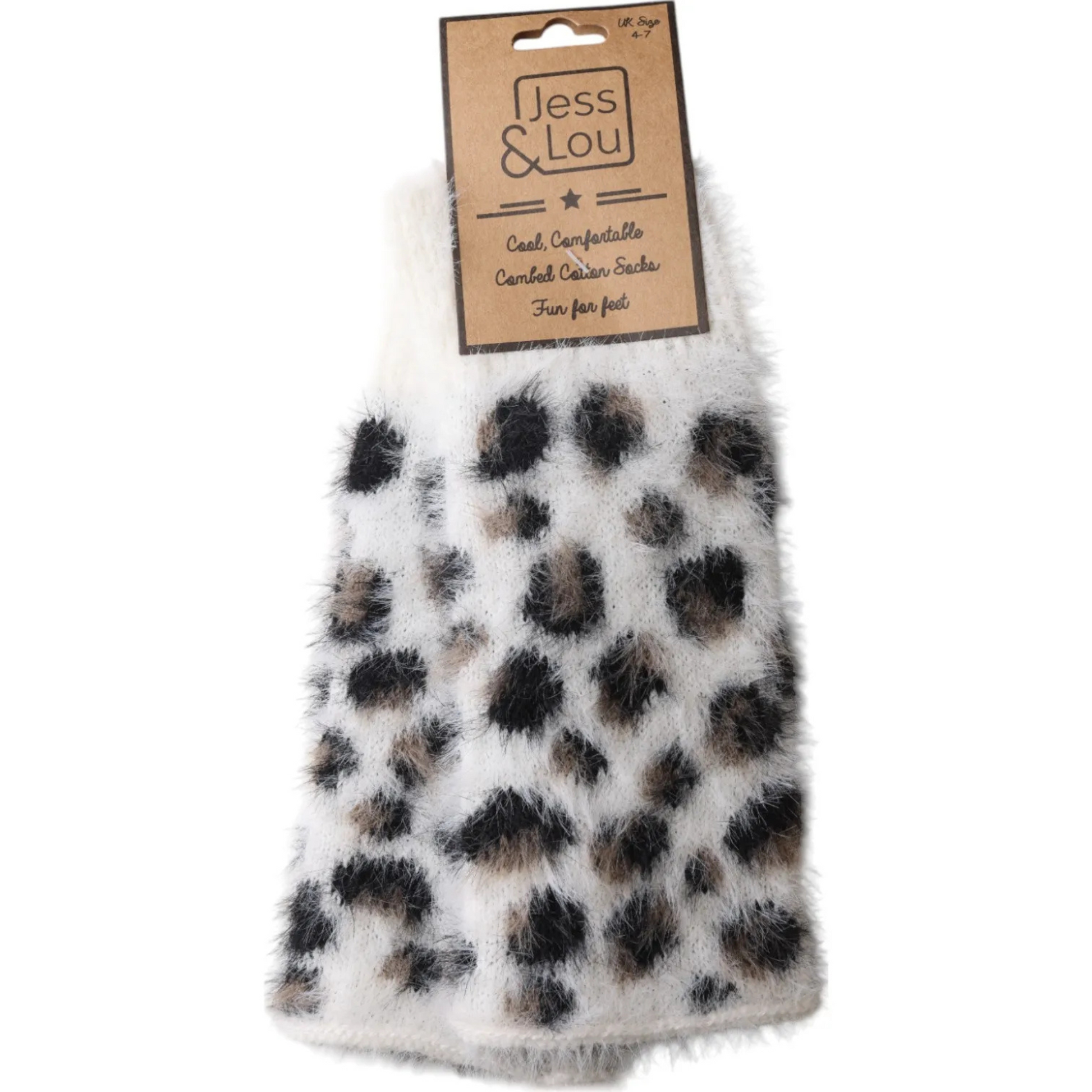 Jess & Lou Fluffy Knit Fingerless Gloves