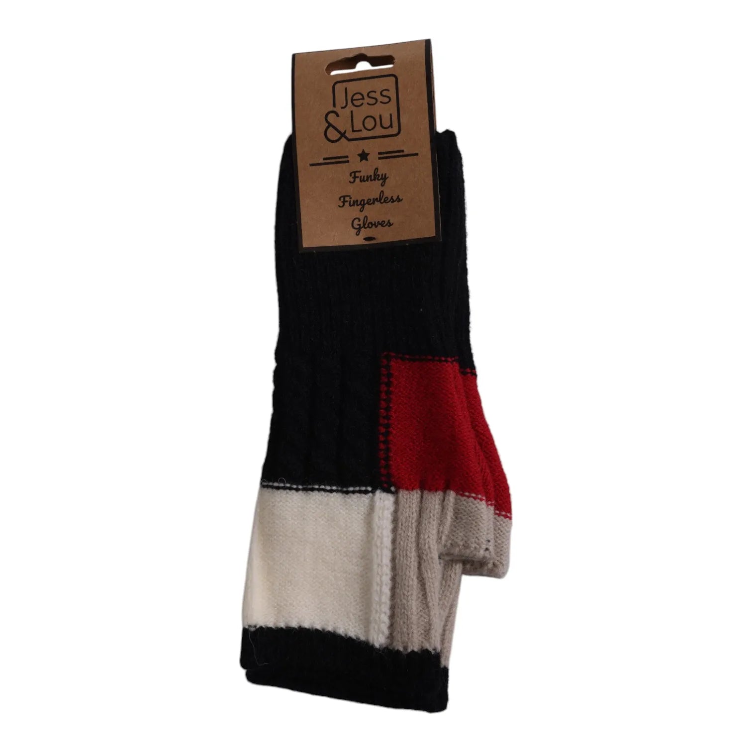 Jess & Lou Funky Multi Colour Block Fingerless Gloves