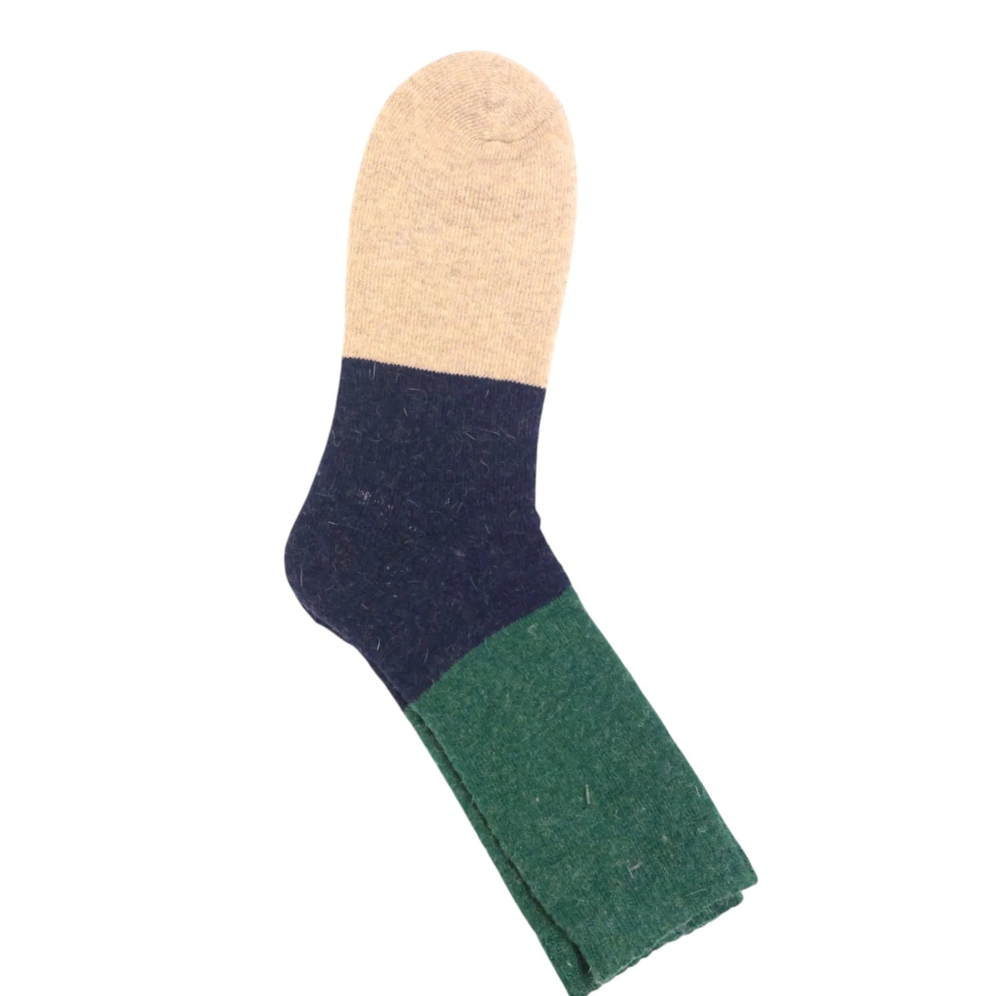 Jess & Lou Green & Navy Block Cosy Socks