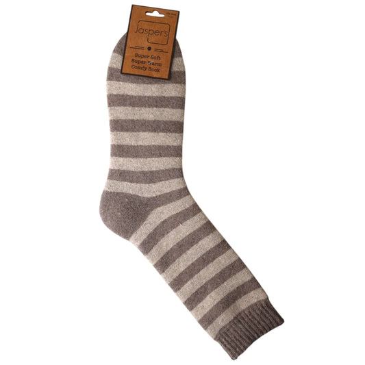 Jess & Lou Jasper Cappuccino Stripe Cosy Socks