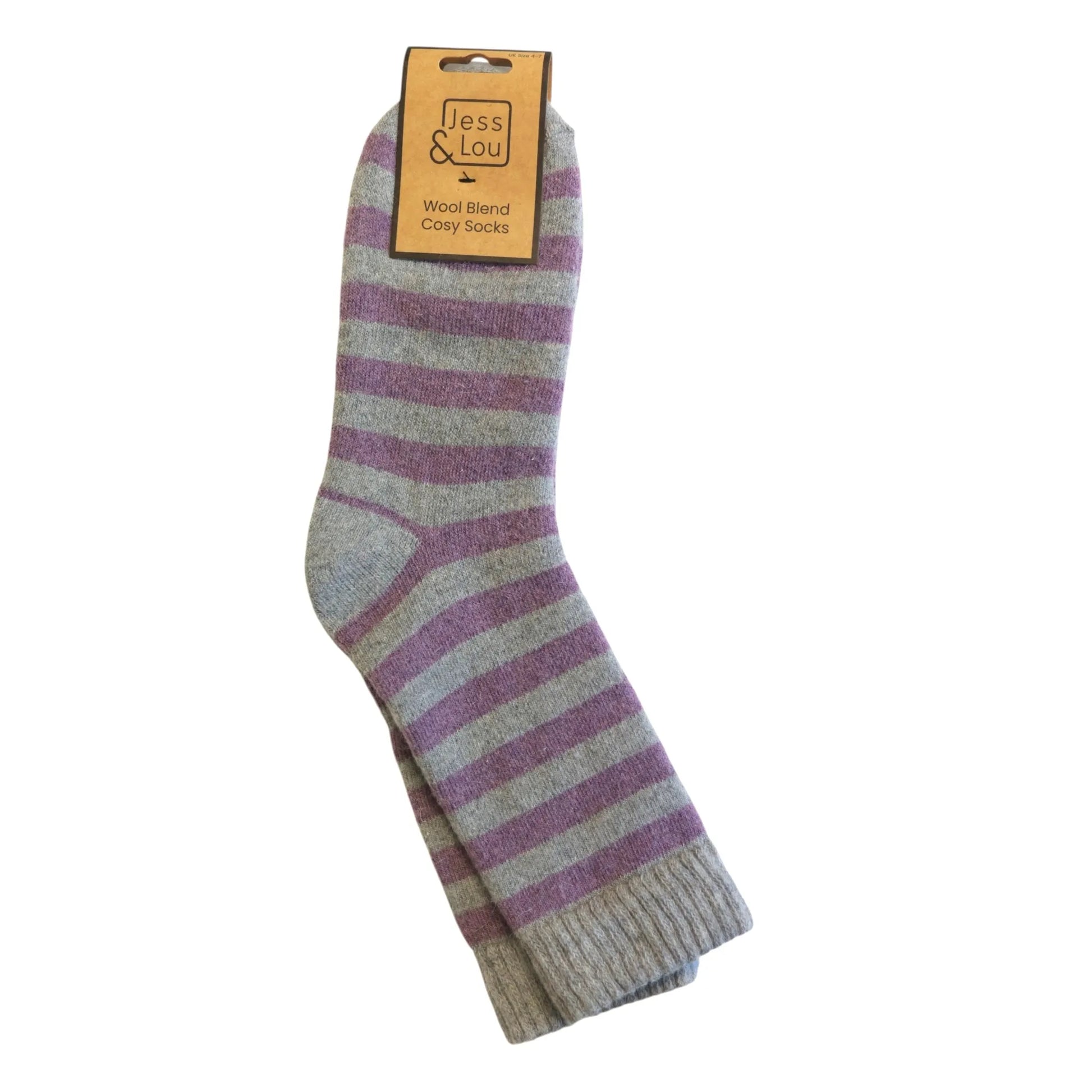 Jess & Lou Lavender Stripes Cosy Socks