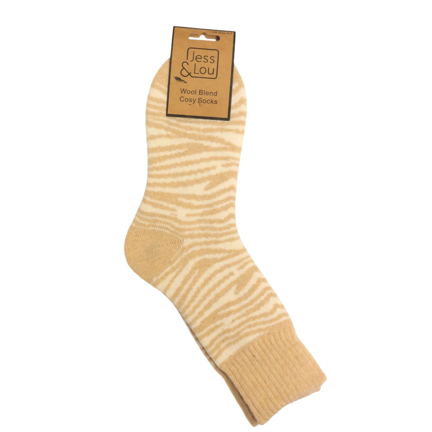 Jess & Lou Oatmeal Zebra Print Cosy Socks