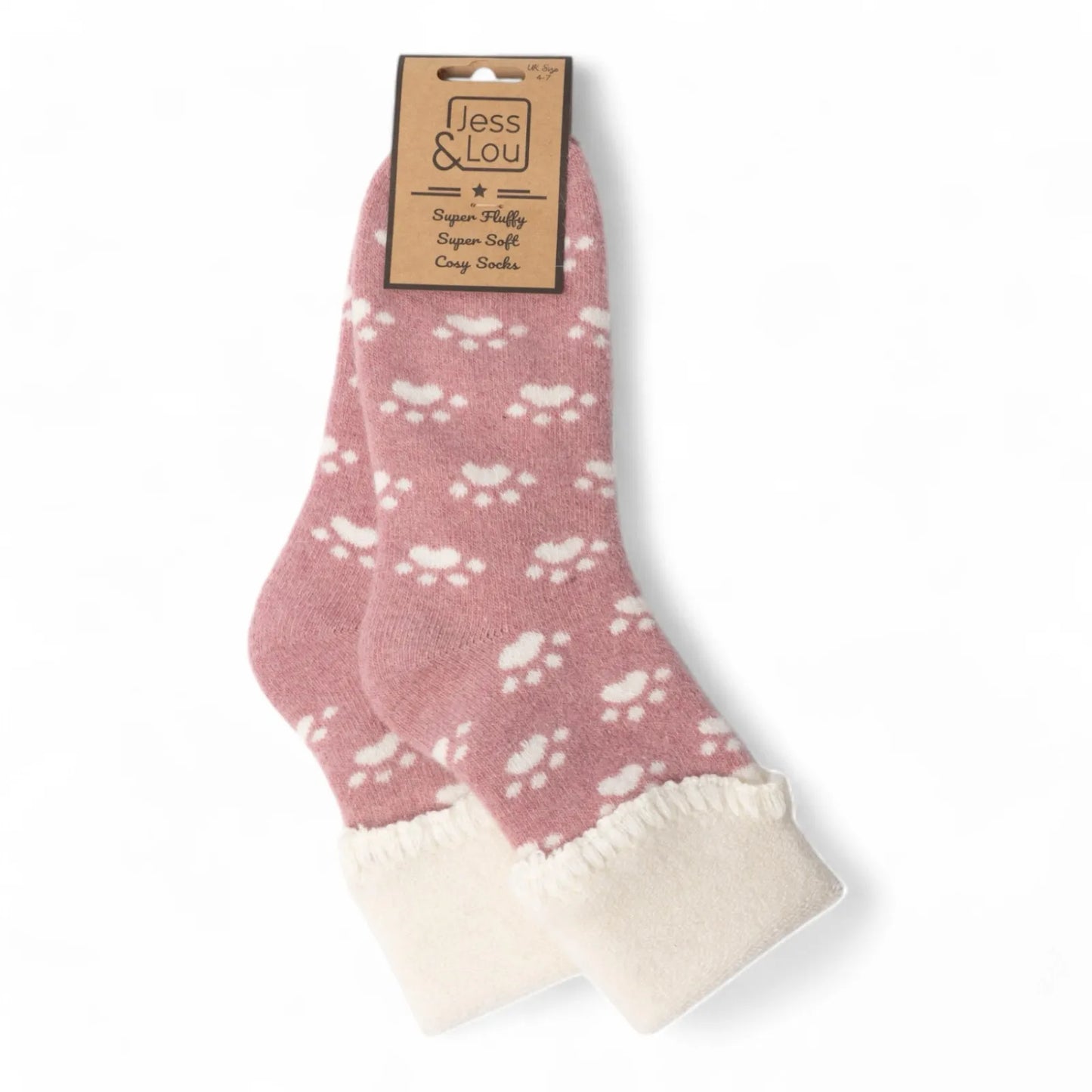 Jess & Lou Paws Pink Super Cosy Cuff Socks