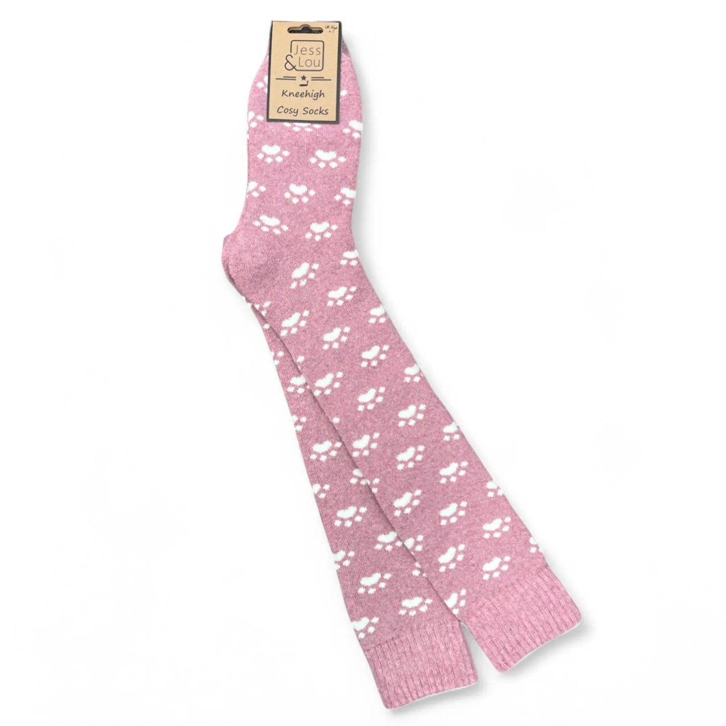 Jess & Lou Paws Pink Super Cosy Knee High Socks