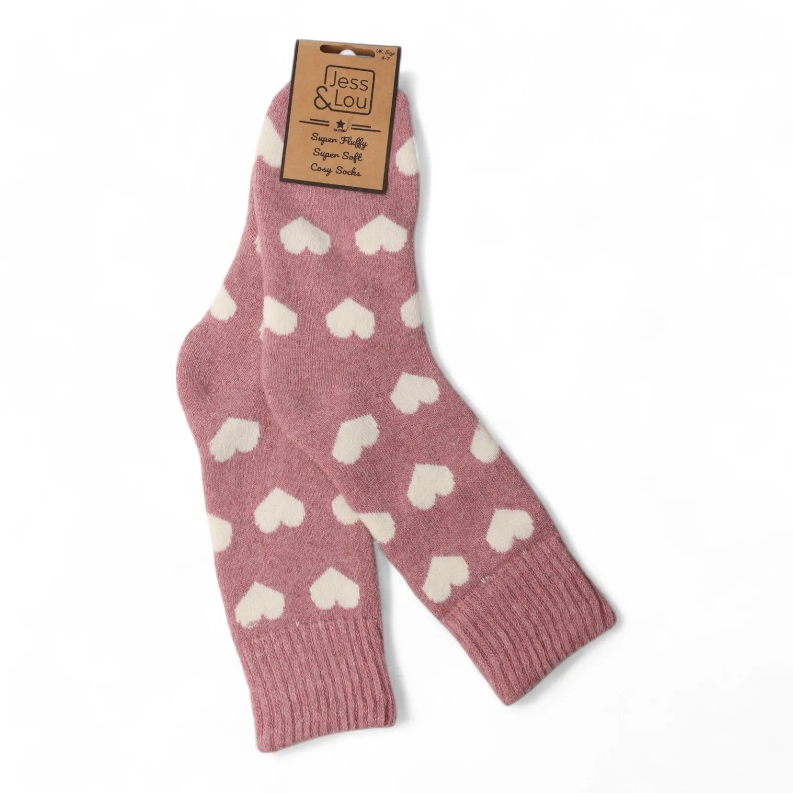 Jess & Lou Pink Hearts Cosy Socks