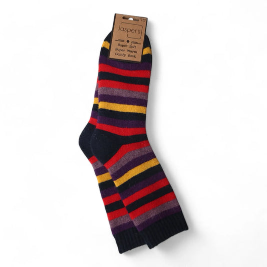 Jess & Lou Red Multi-Stripe Cosy Socks