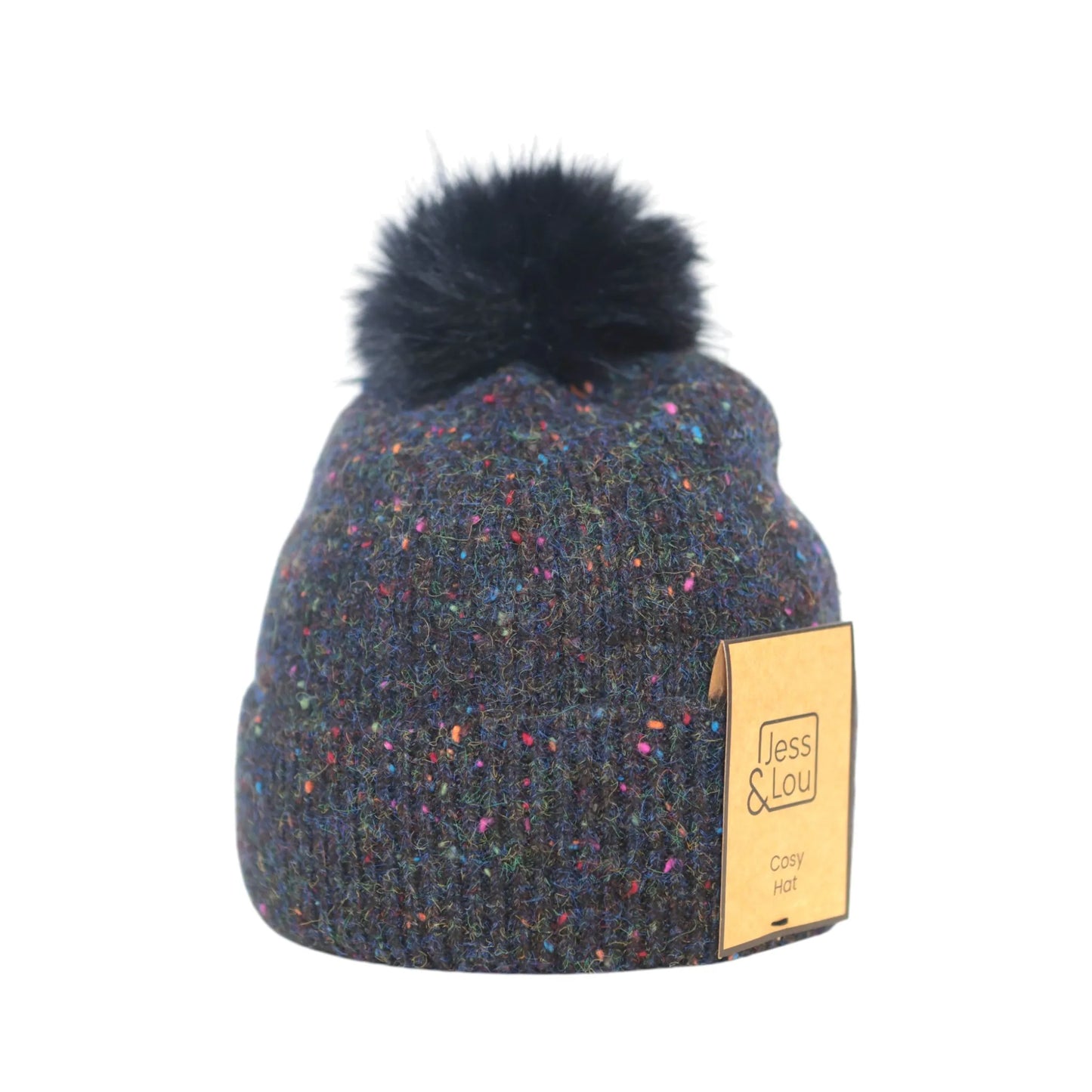 Jess & Lou Speckle Rib Bobble Hat