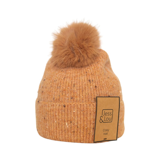 Jess & Lou Speckle Rib Bobble Hat