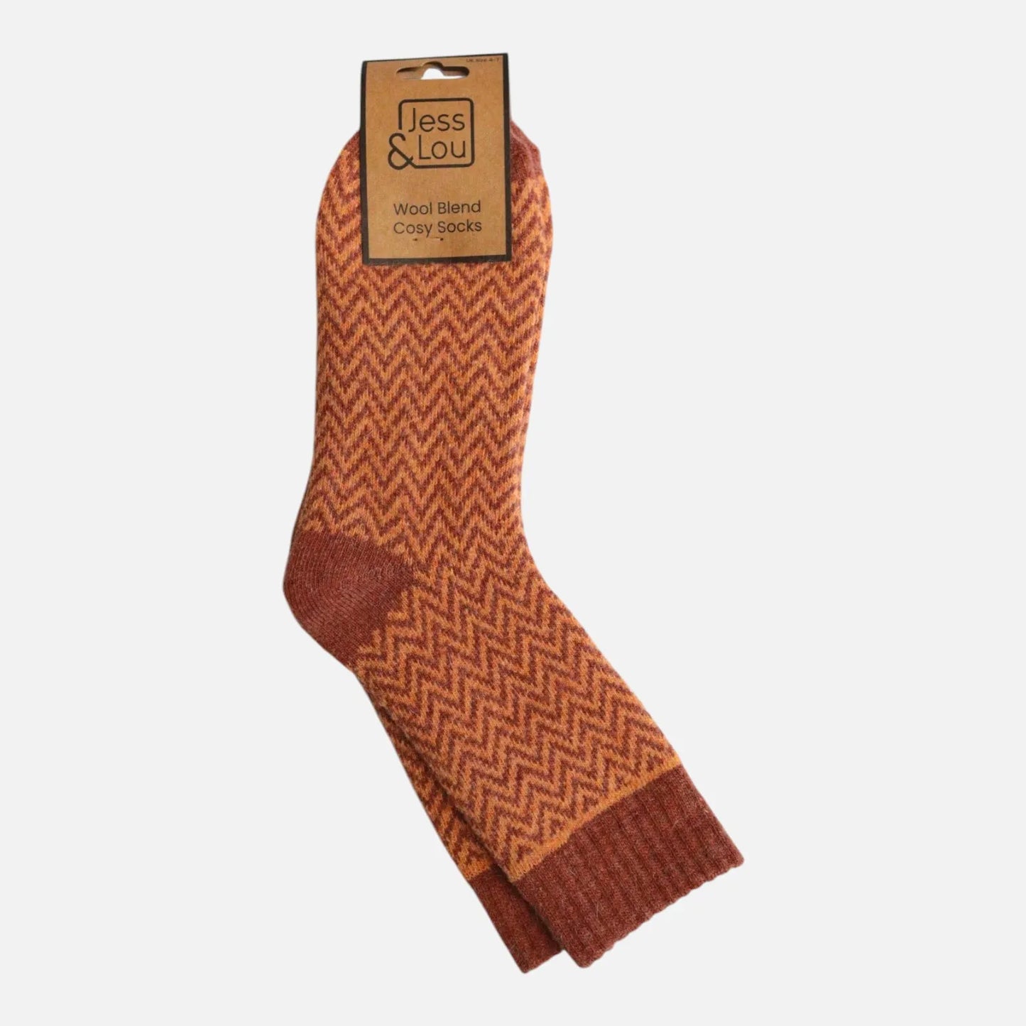 Jess & Lou Terracotta Herringbone Cosy Socks