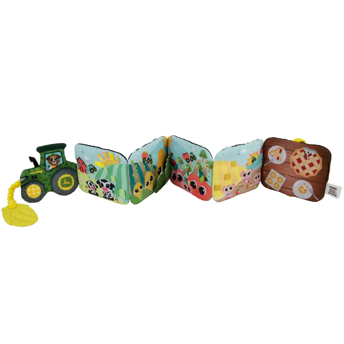 John Deere Farm to Table cloth soft book showing colourful tractor and crop illustrations
