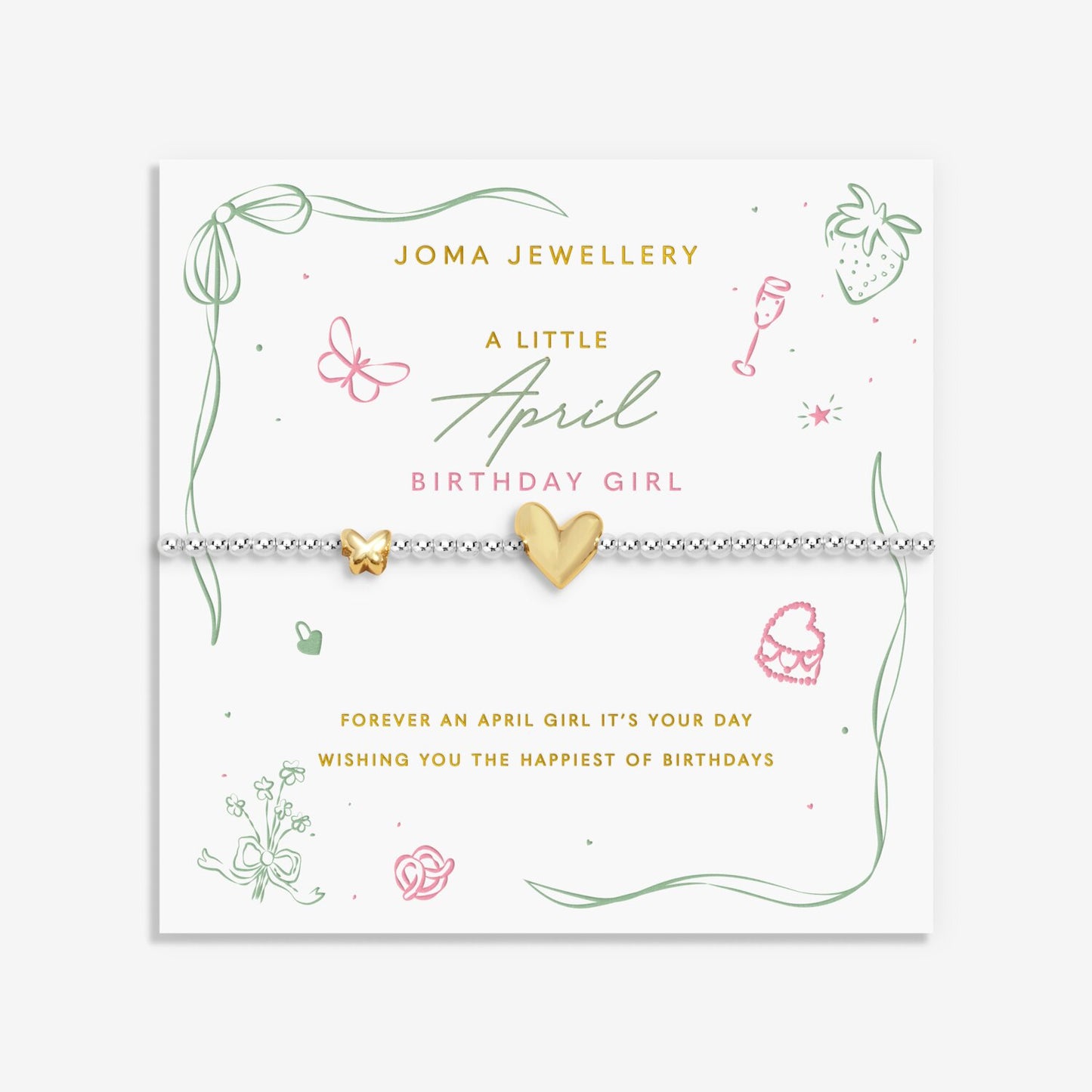 Joma Jewellery A Little Birth Month April Silver Plated Bracelet