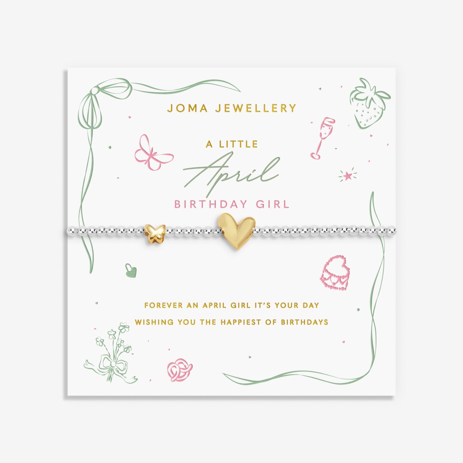 Joma Jewellery A Little Birth Month April Silver Plated Bracelet