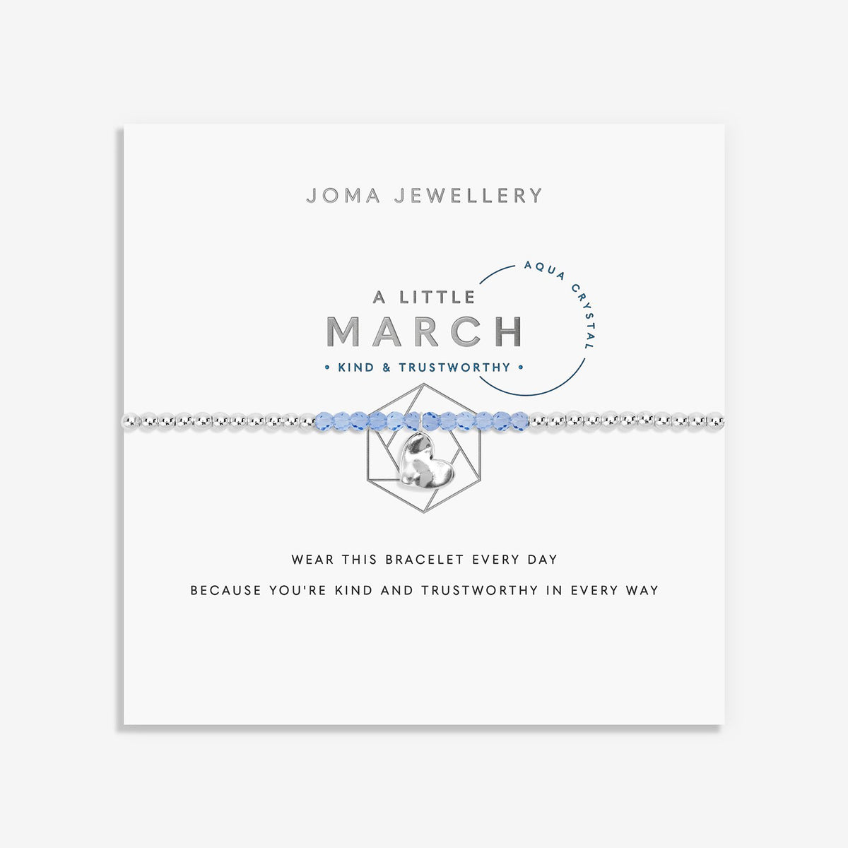 Joma Jewellery A Little March Aqua Crystal Birthstone Bracelet