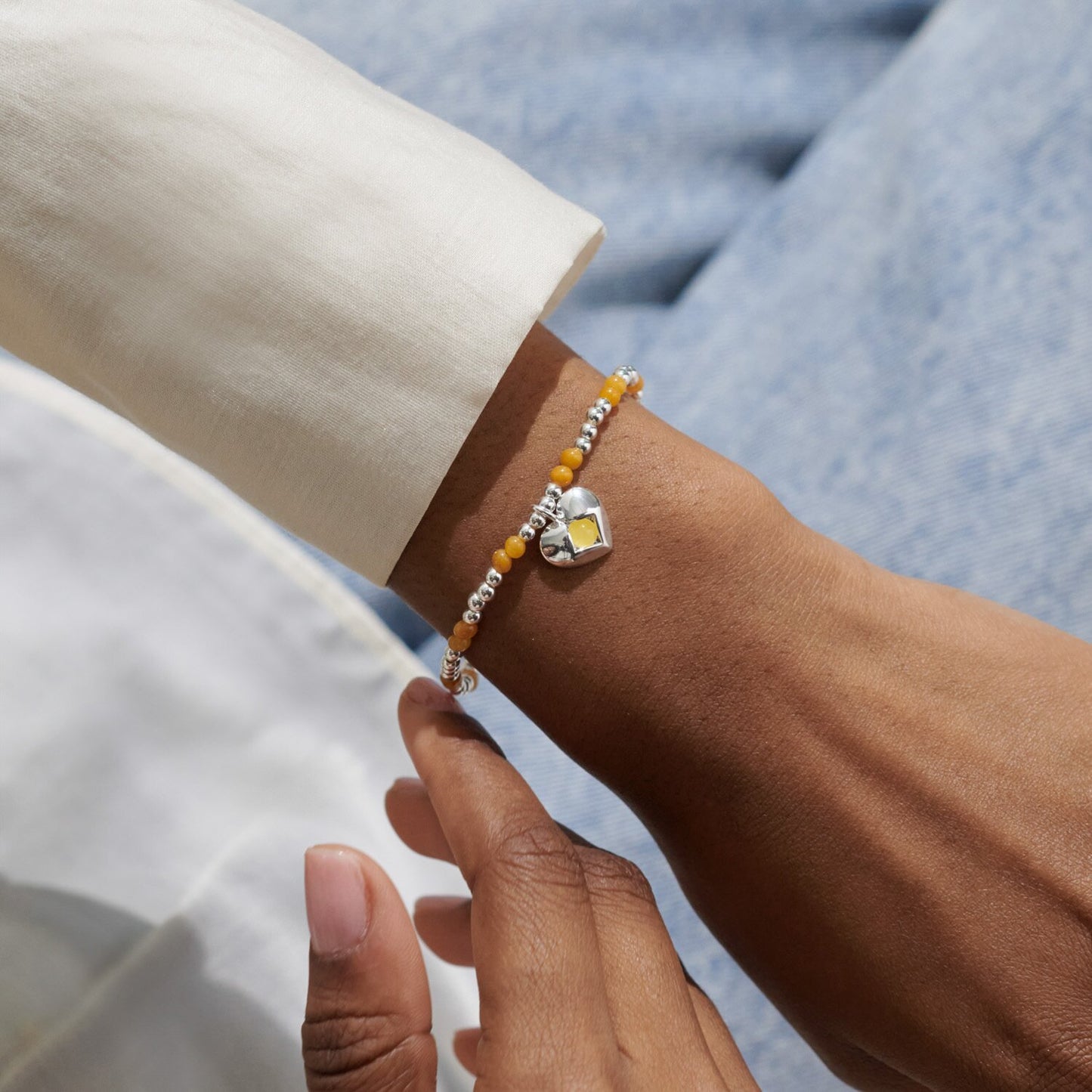 Joma Jewellery A Little November Yellow Quartz Silver Plated Bracelet