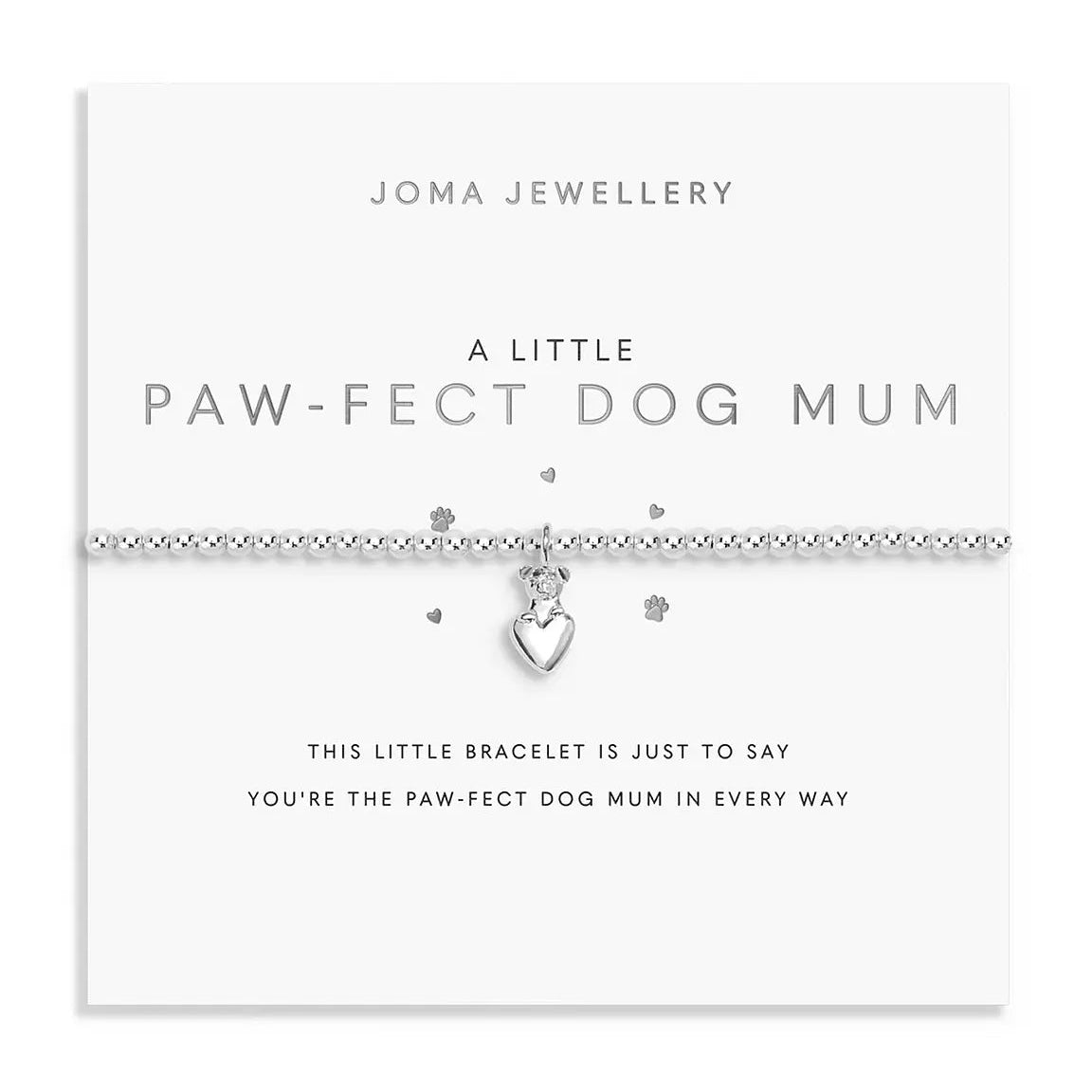 Joma Jewellery A Little Paw-Fect Dog Mum Silver Plated Bracelet