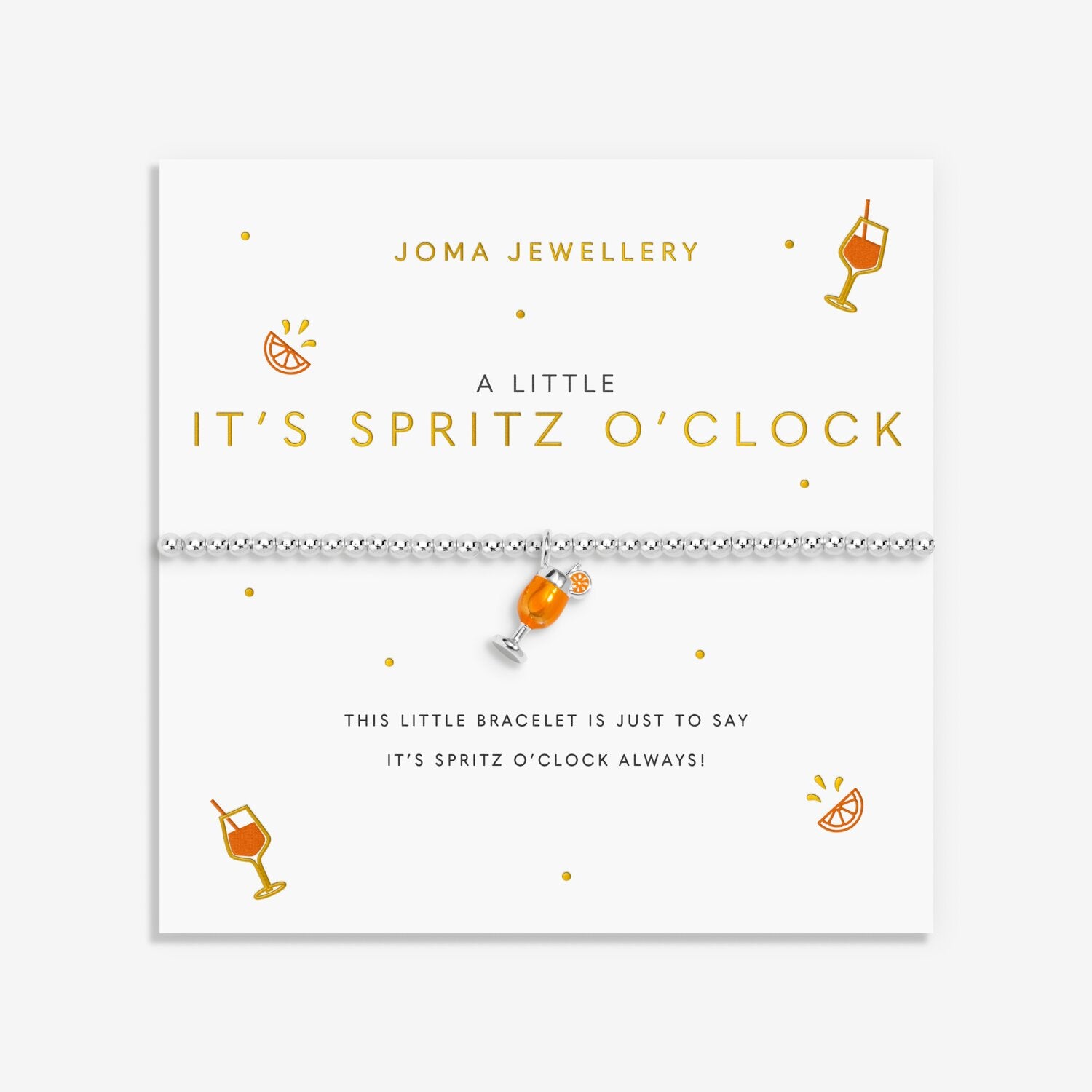 Joma Jewellery A Little Vibes It's Spritz O Clock Silver Plated Bracelet