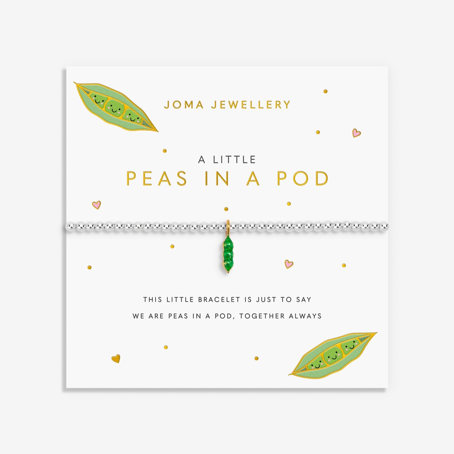 Joma Jewellery A Little Vibes Peas In A Pod Silver Plated Bracelet