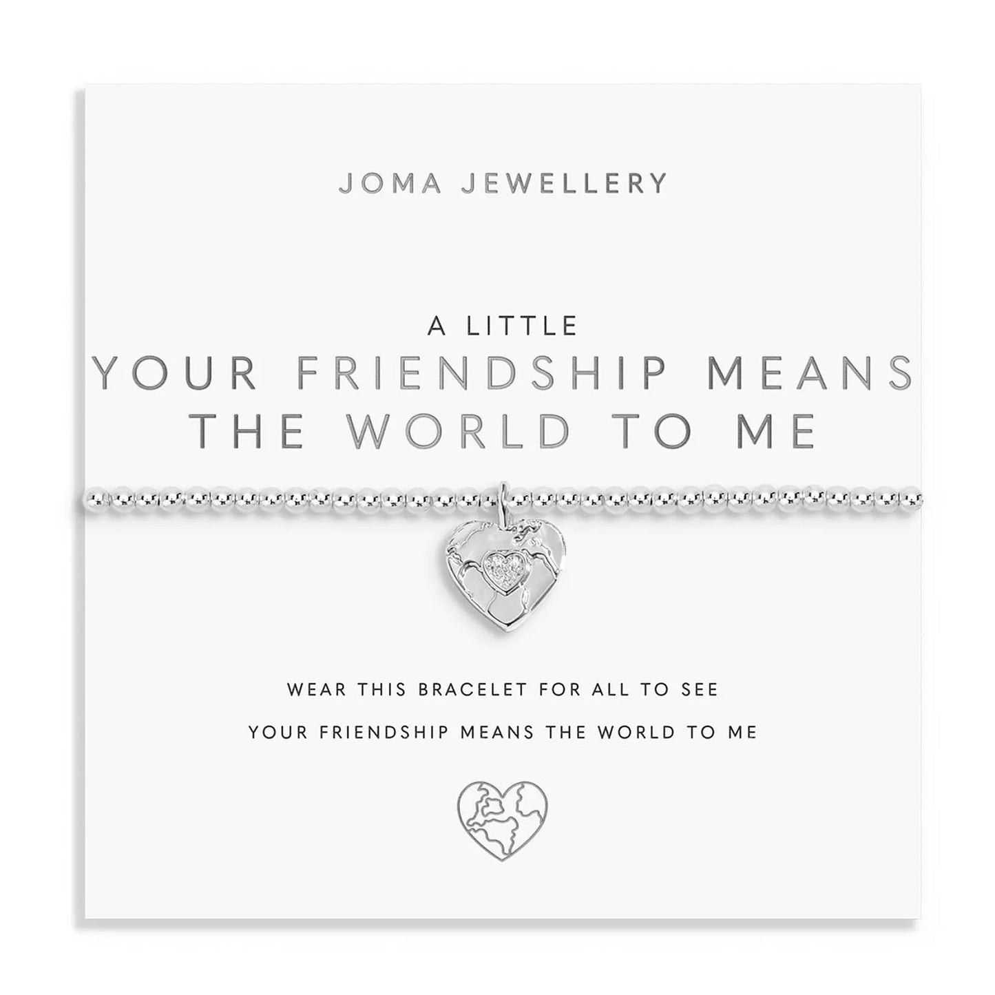 Joma Jewellery A Little your Friendship Means The World To Me Silver Plated Bracelet