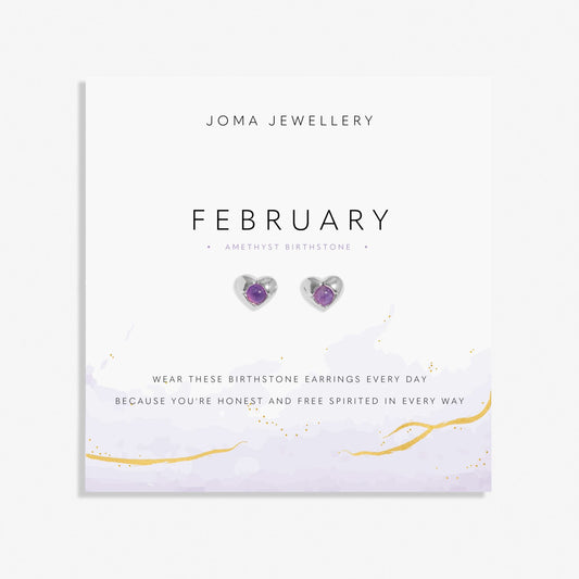 Joma Jewellery Birthstone February Earrings