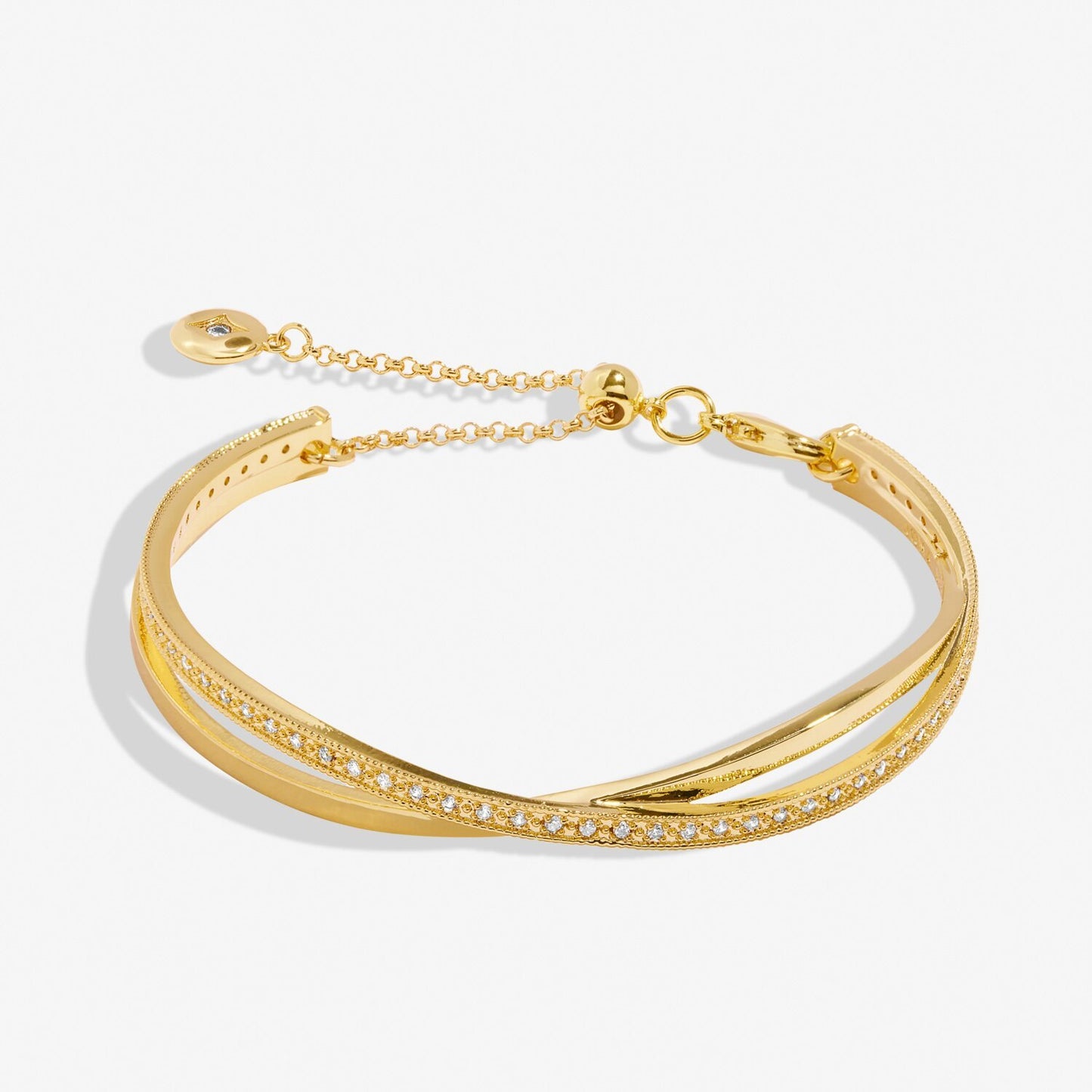 Joma Jewellery Bracelet Bar Gold Crossover Gold Plated Bangle