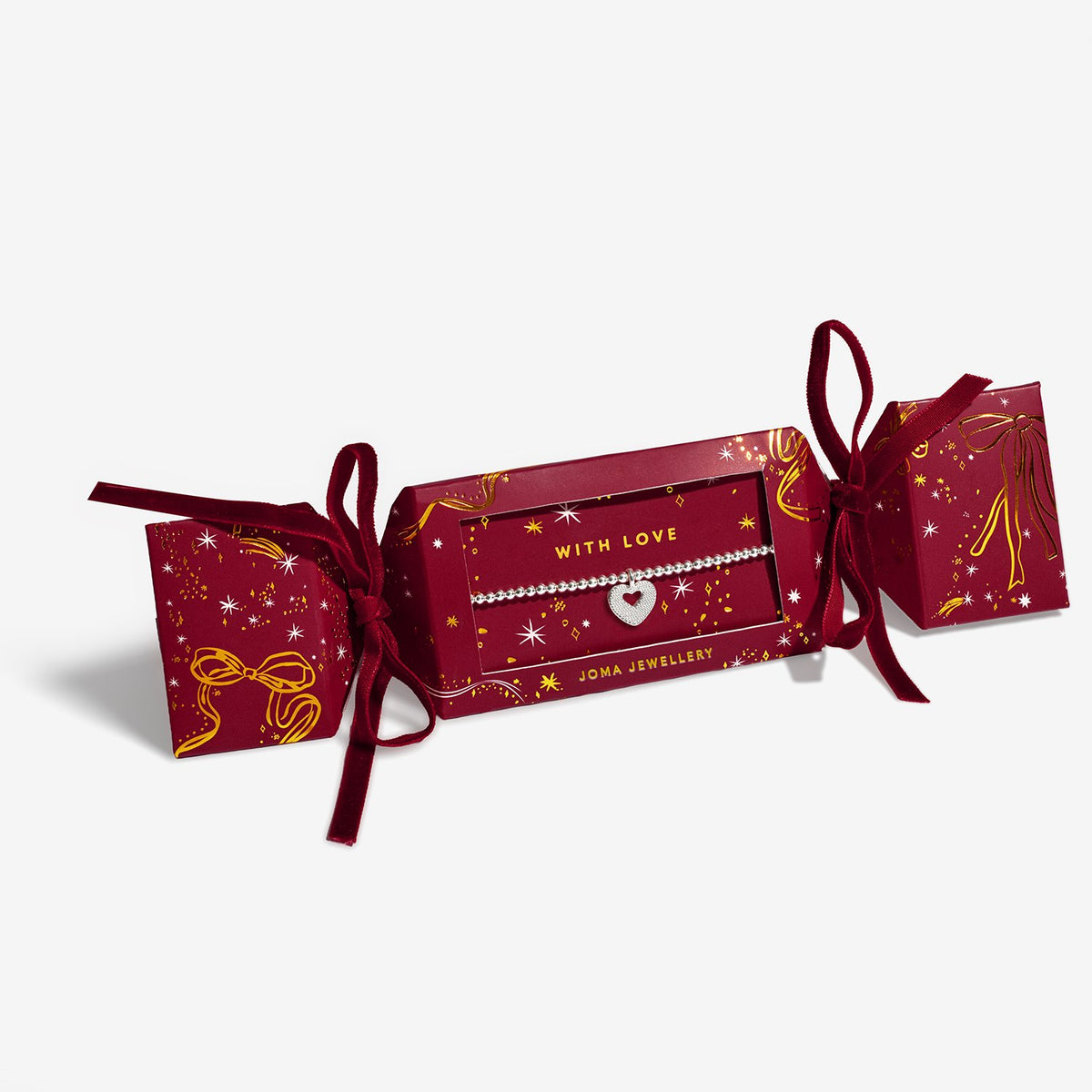 Joma Jewellery Christmas Cracker With Love Bracelet In Silver Plating