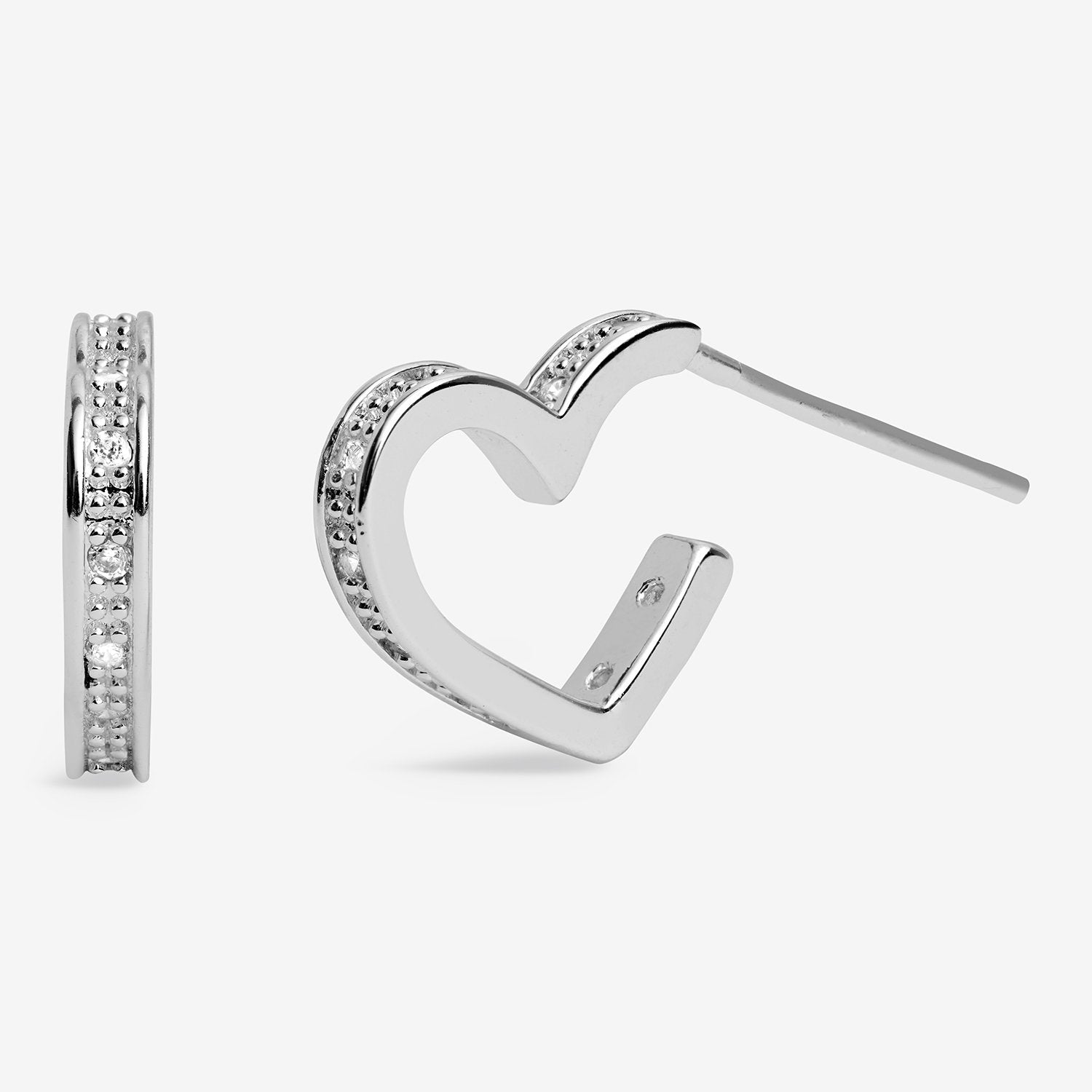 Joma Jewellery Classic Collection Heart Hoop Earrings In Silver Plating