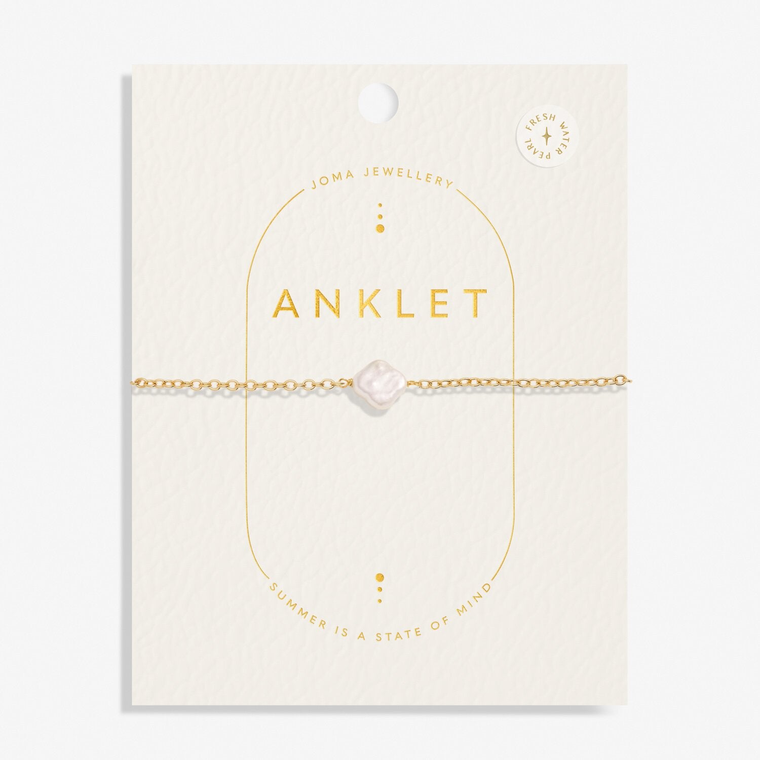 Joma Jewellery Gold Plated Clover Pearl Anklet