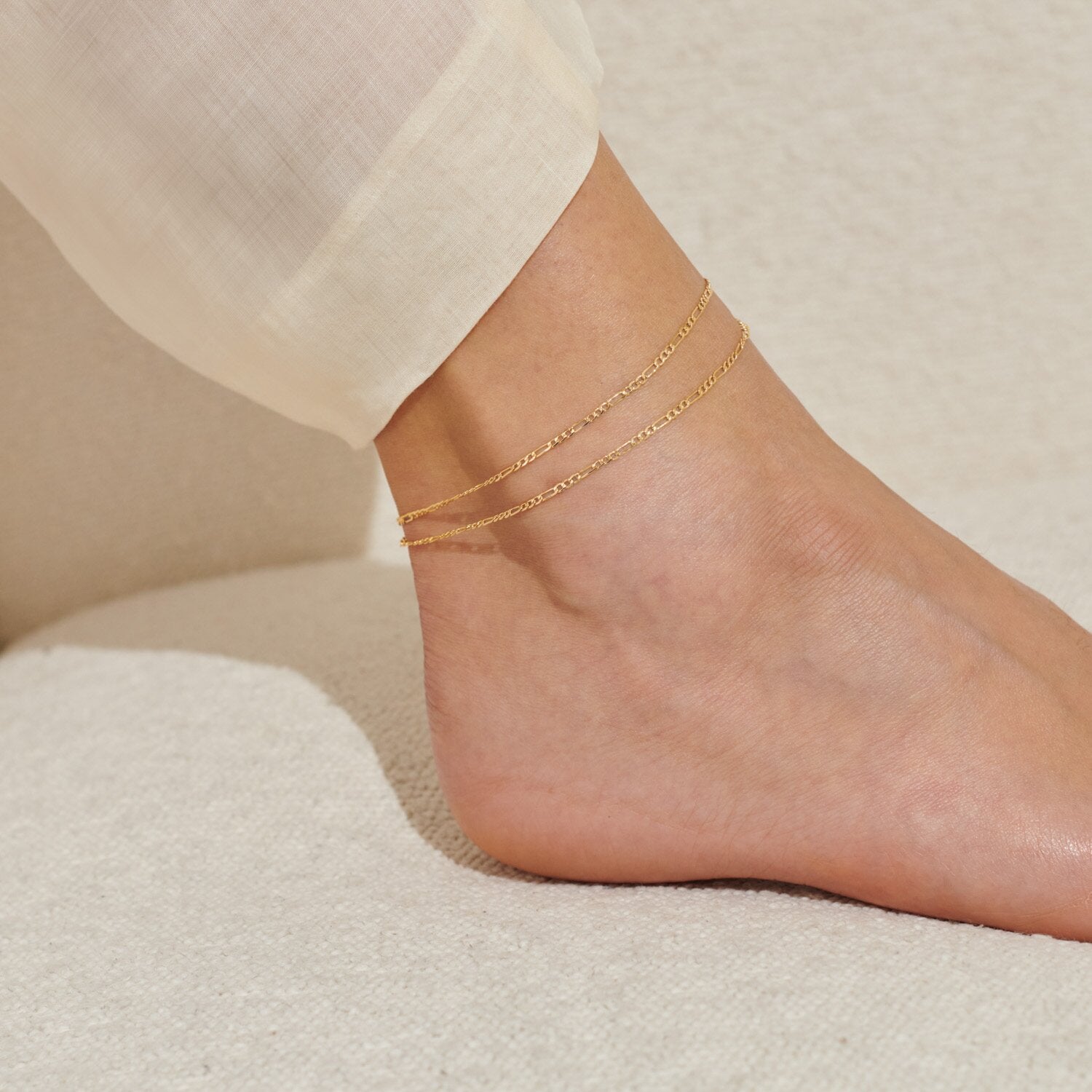 Joma Jewellery Gold Plated Double Figaro Anklet