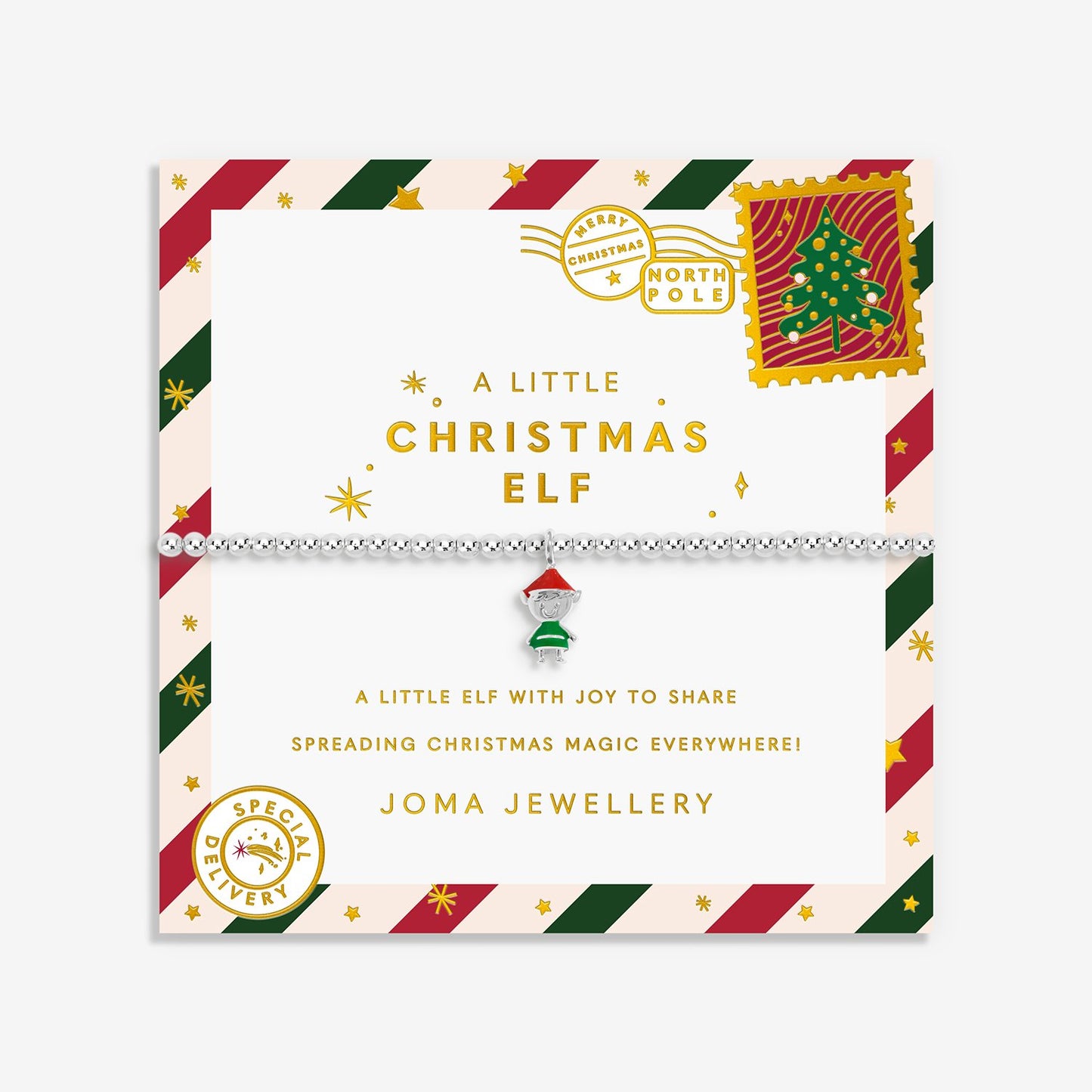 Joma Jewellery Kids Christmas A Little Christmas Elf Bracelet In Silver Plating