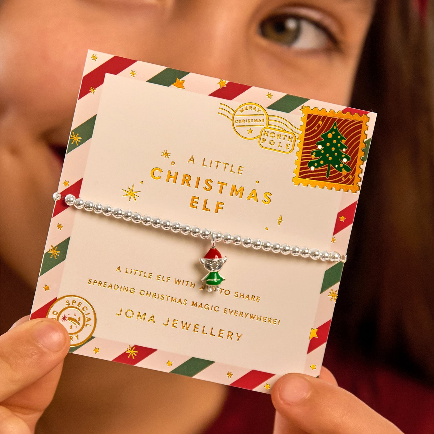 Joma Jewellery Kids Christmas A Little Christmas Elf Bracelet In Silver Plating