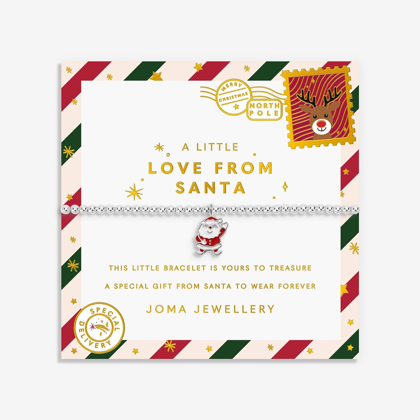 Joma Jewellery Kids Christmas A Little Love From Santa Bracelet In Silver Plating