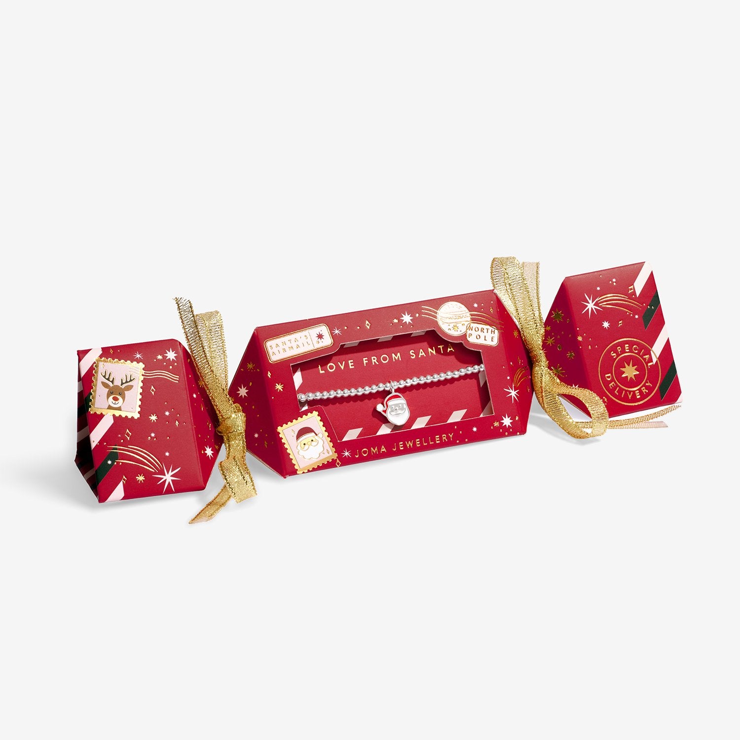 Joma Jewellery Kids Christmas Cracker Love From Santa Bracelet In Silver Plating