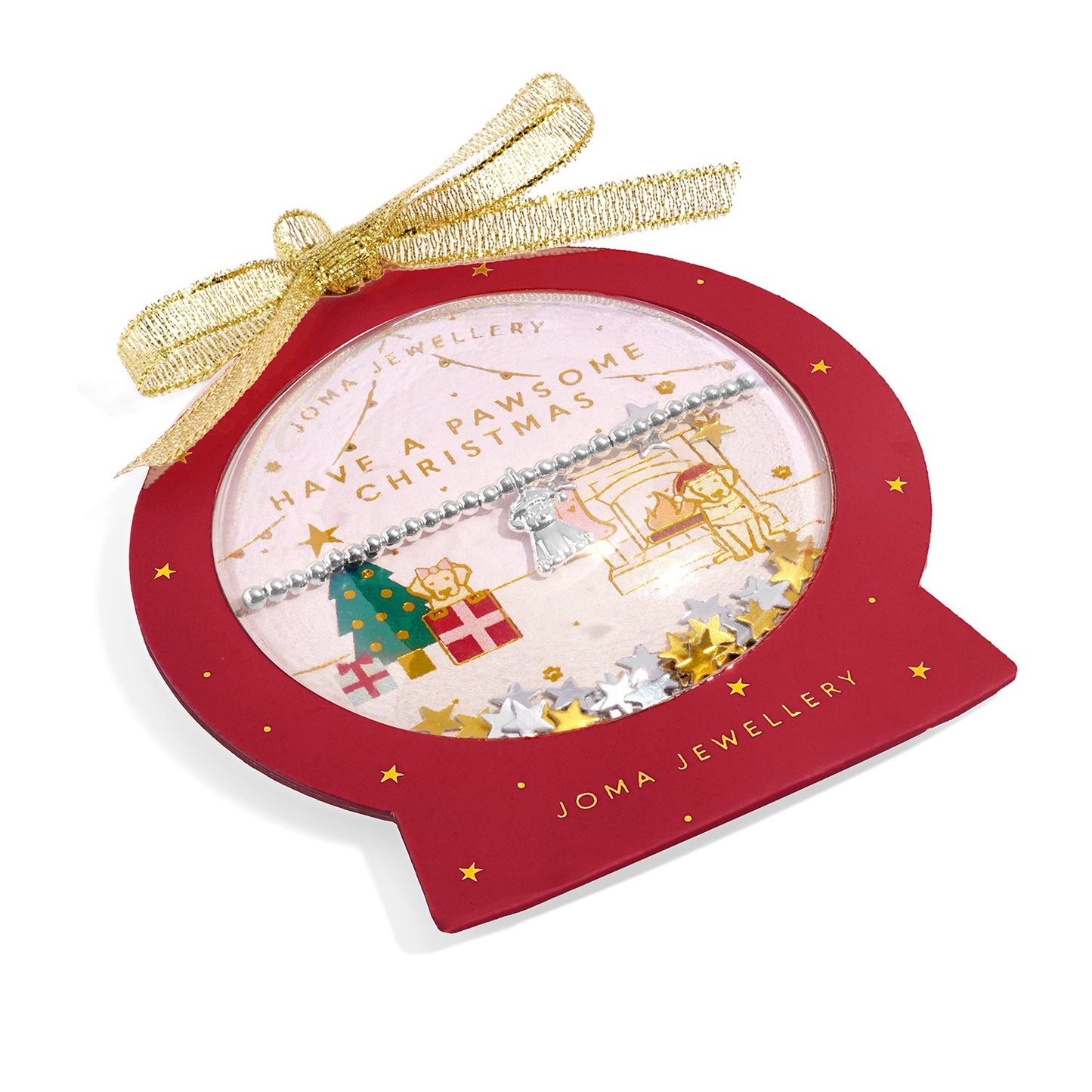 Joma Jewellery Kids' Snowglobe A Little Have A Pawsome Christmas Bracelet In Silver Plating