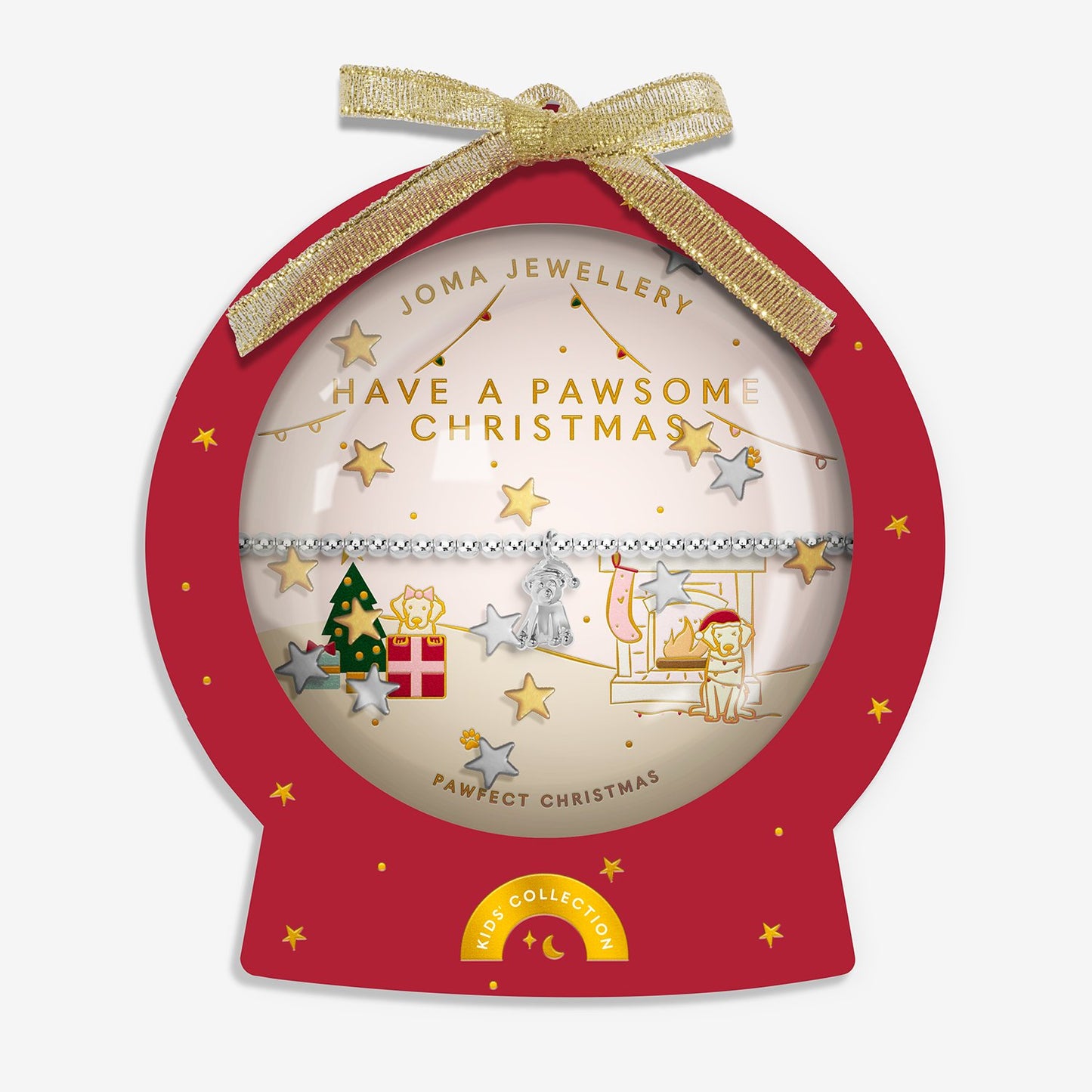 Joma Jewellery Kids' Snowglobe A Little Have A Pawsome Christmas Bracelet In Silver Plating