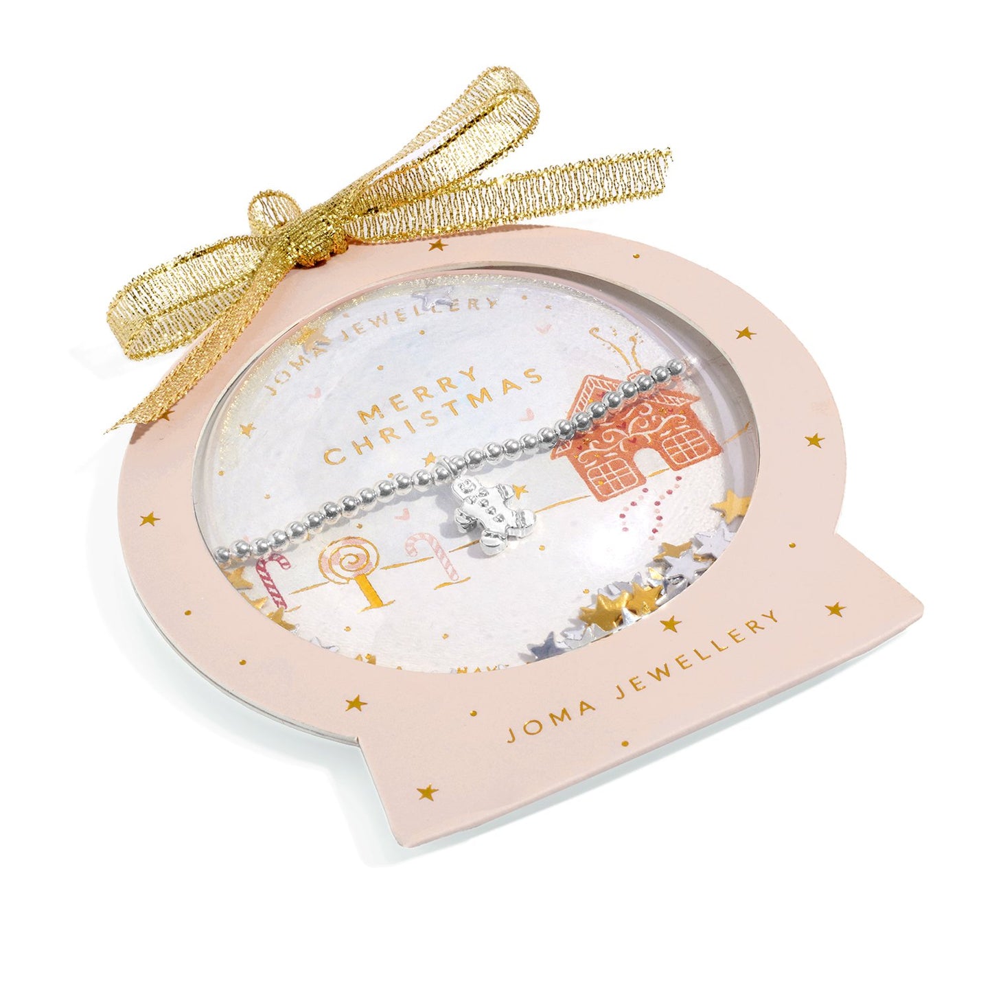 Joma Jewellery Kids' Snowglobe A Little Merry Christmas Bracelet In Silver Plating