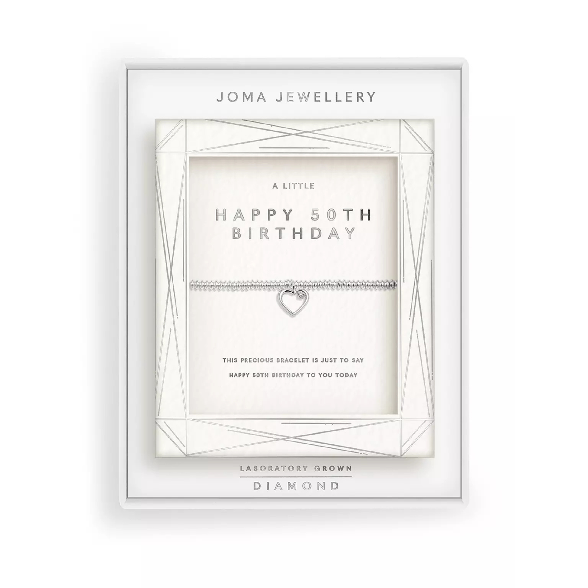 Joma Jewellery Laboratory Grown Diamond A Little Happy 50th Birthday Silver Plated Bracelet