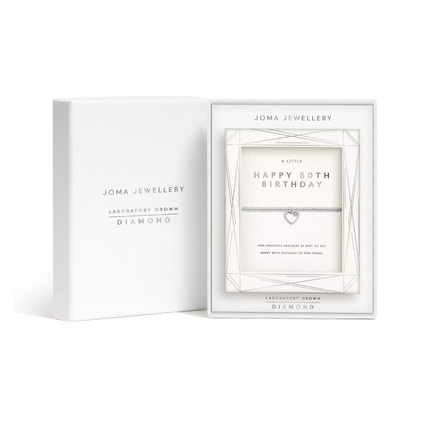 Joma Jewellery Laboratory Grown Diamond A Little Happy 50th Birthday Silver Plated Bracelet