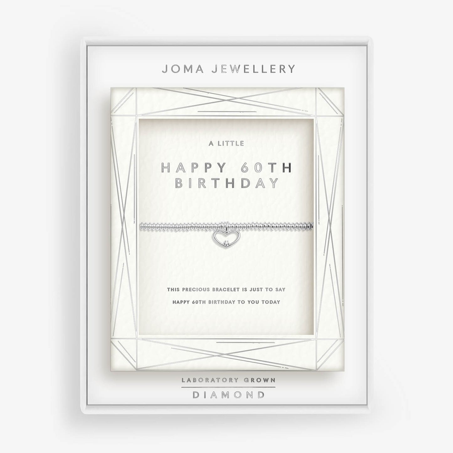 Joma Jewellery Laboratory Grown Diamond A Little Happy 60th Birthday Silver Plated Bracelet