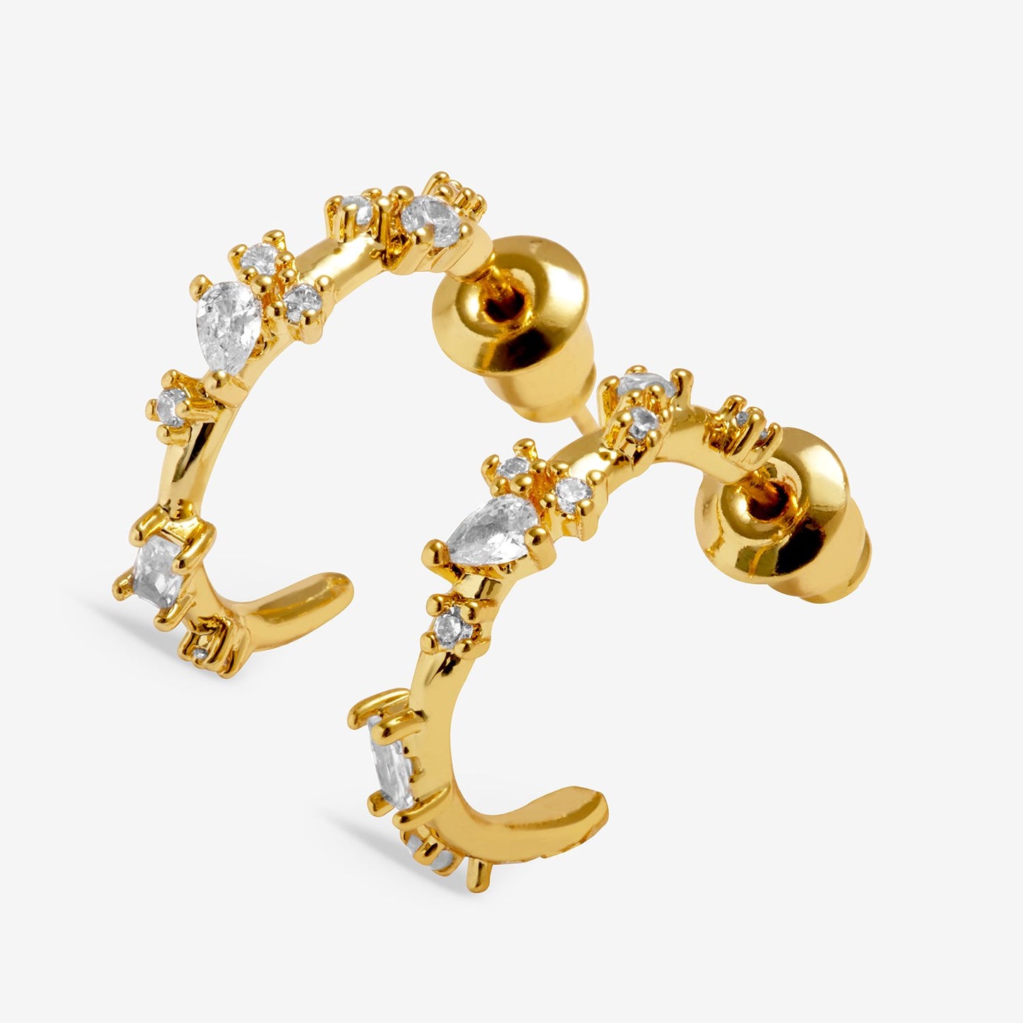 Joma Jewellery Loved By You Cluster Cubic Zirconia Hoop Earrings In Gold Plating