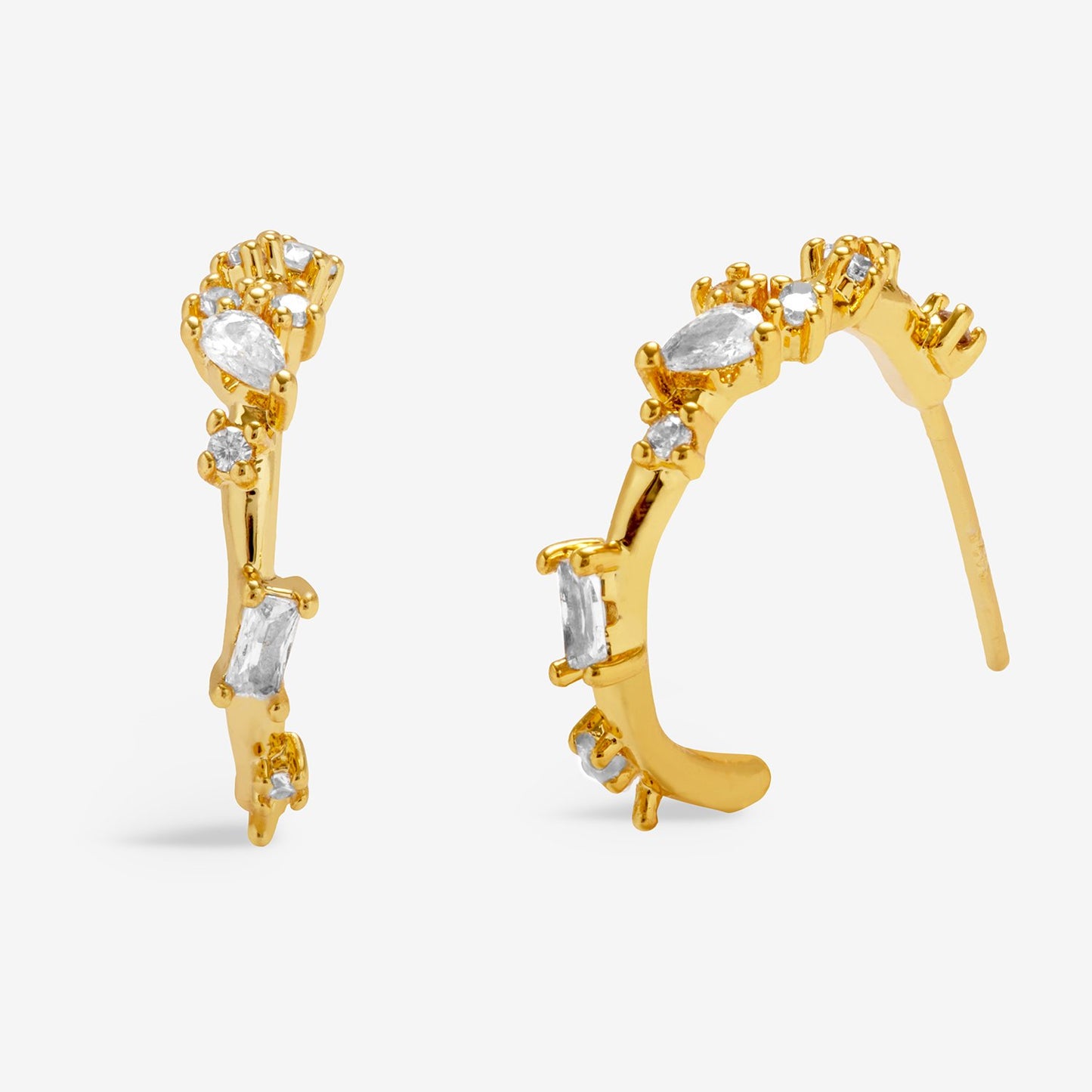 Joma Jewellery Loved By You Cluster Cubic Zirconia Hoop Earrings In Gold Plating