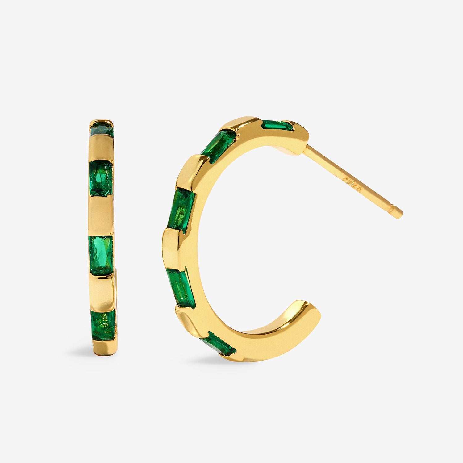 Joma Jewellery Loved By You Green Cubic Zirconia Hoop Earrings In Gold Plating