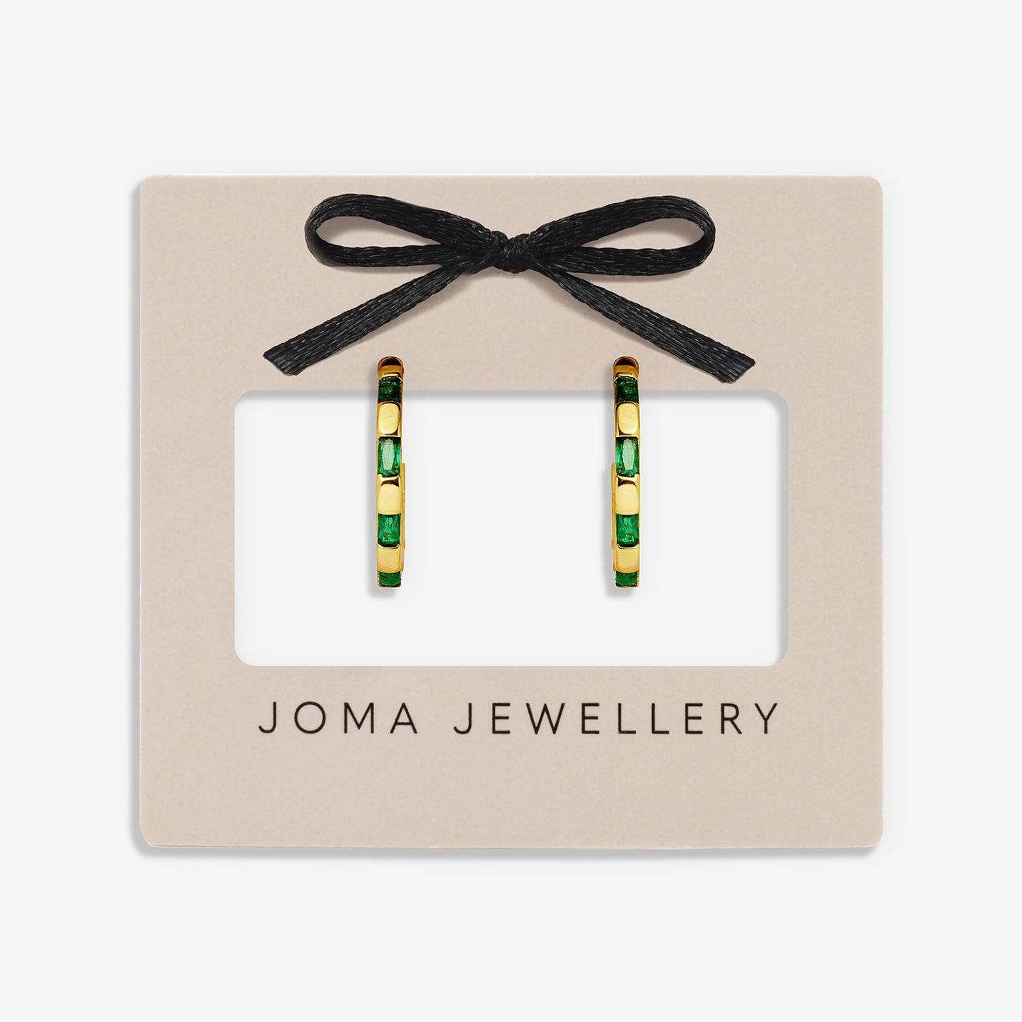 Joma Jewellery Loved By You Green Cubic Zirconia Hoop Earrings In Gold Plating