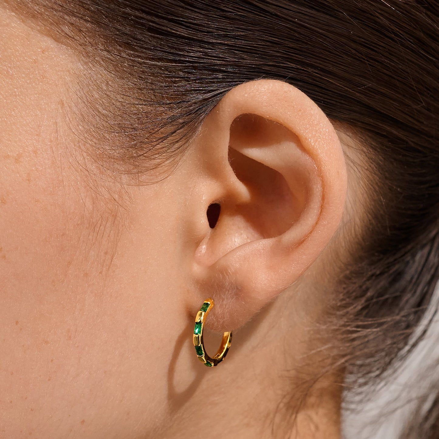 Joma Jewellery Loved By You Green Cubic Zirconia Hoop Earrings In Gold Plating